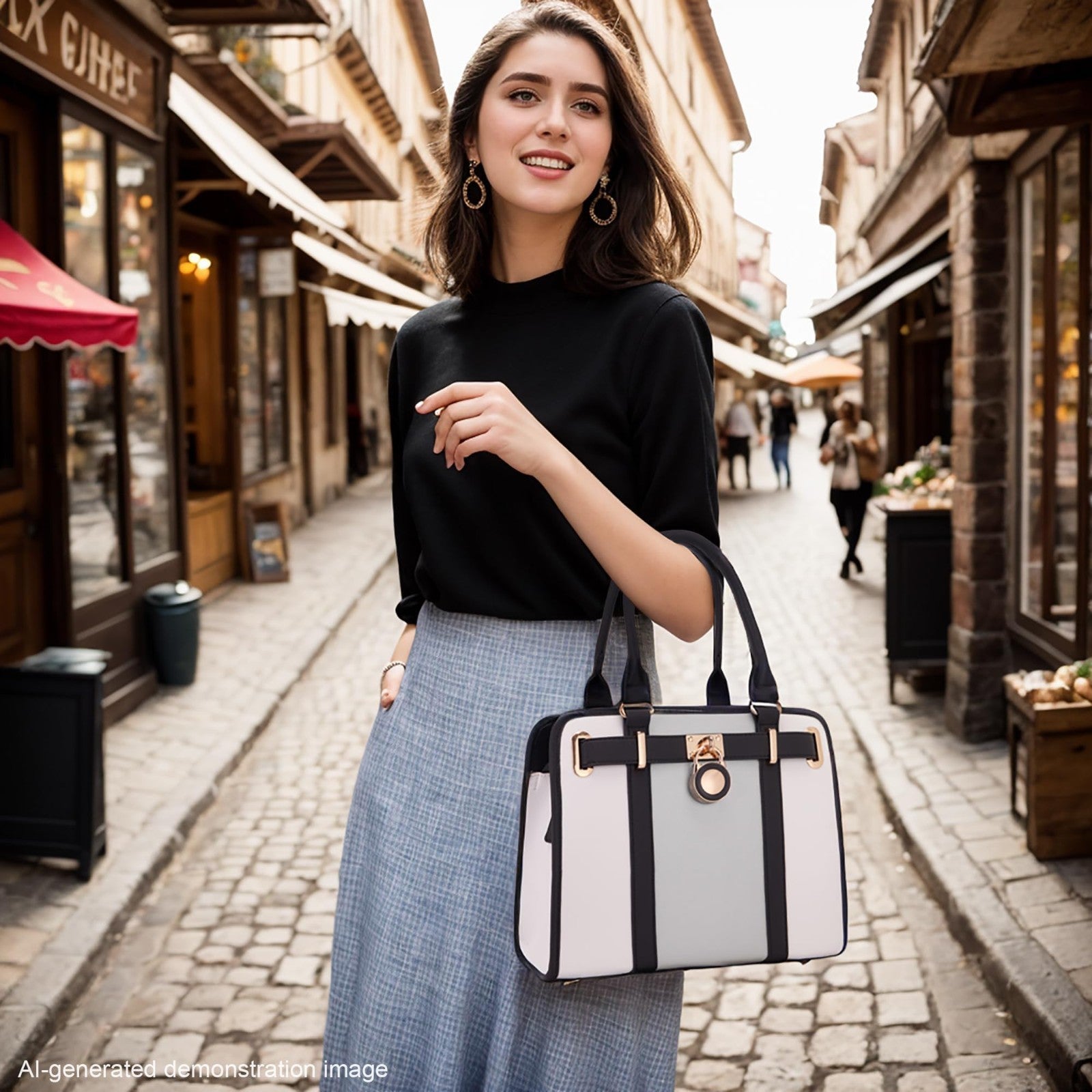 Stylish Structured Satchel Tote Handbag Set for Women with RFID Wallet - Fashion2