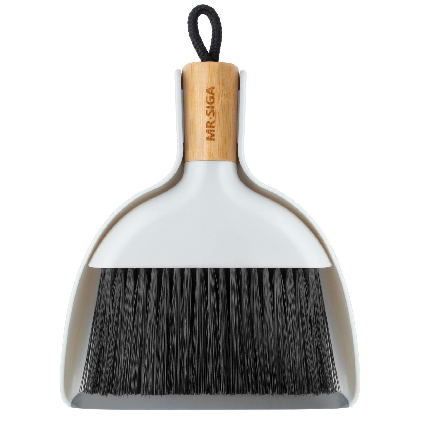 Mini Dustpan and Brush Set with Bamboo Handle - Compact Cleaning Tool, White1