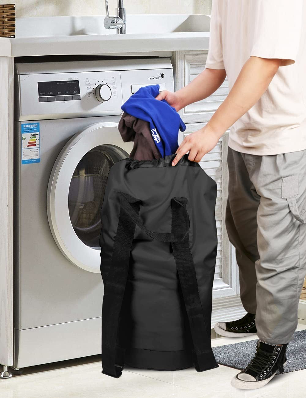 Optimized eBay Title:  "Durable Laundry Backpack with Shoulder Straps, Mesh Poc2