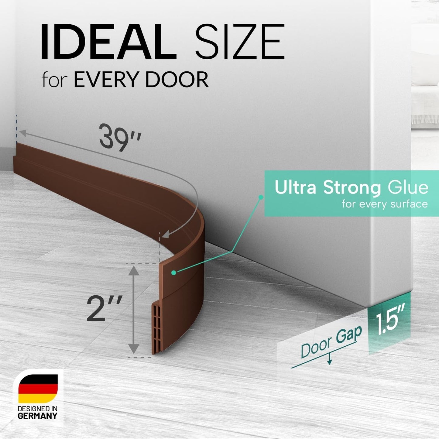 Premium Door Draft Stopper   Energy Saving Door Sweep Seal Strip, 39" Brown2