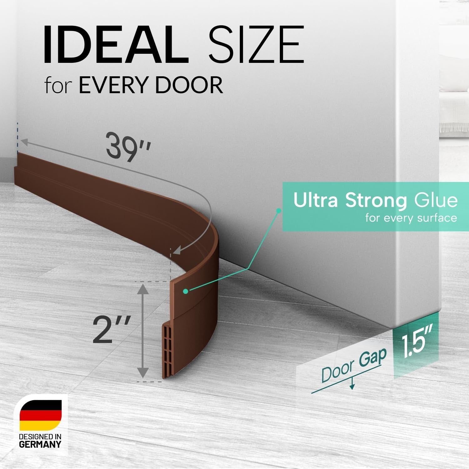 Premium Door Draft Stopper   Energy Saving Door Sweep Seal Strip, 39" Brown2