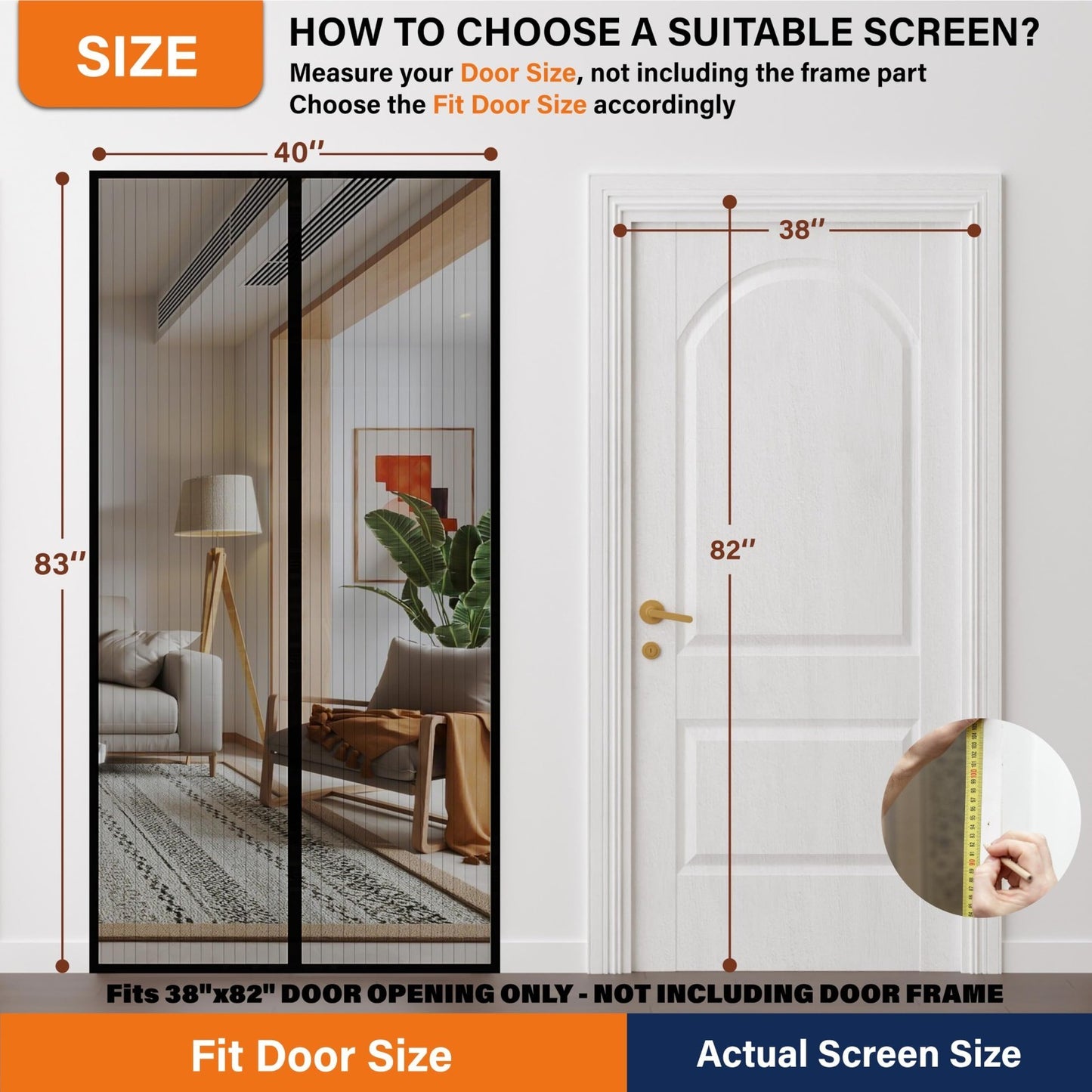Magnetic Mesh Screen Door   Heavy Duty Bug Barrier, Pet & Kid Friendly, 38x822