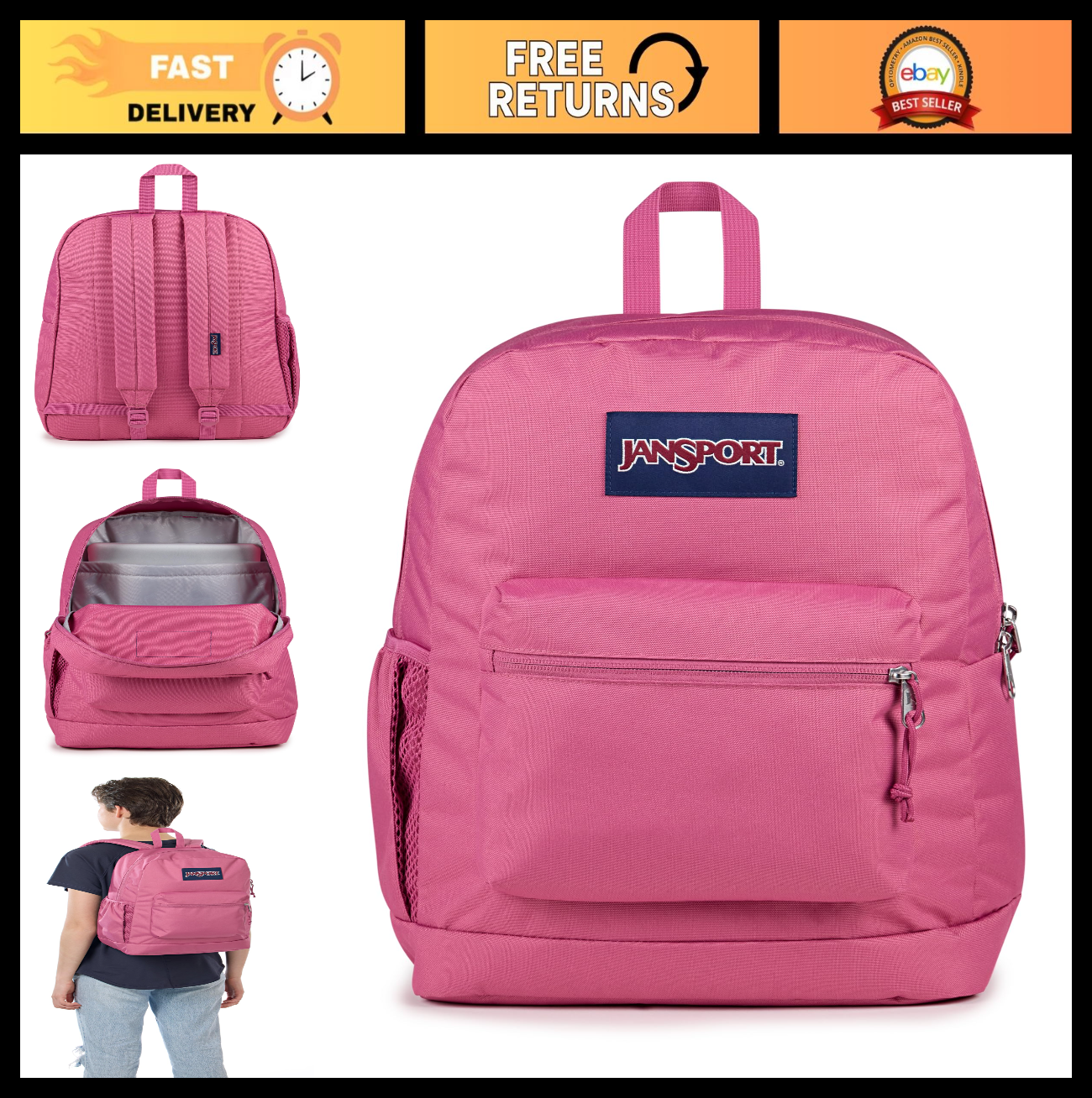 26L Cross Town Plus Backpack   Stylish Mauve Haze, Durable, Lightweight, Travel0