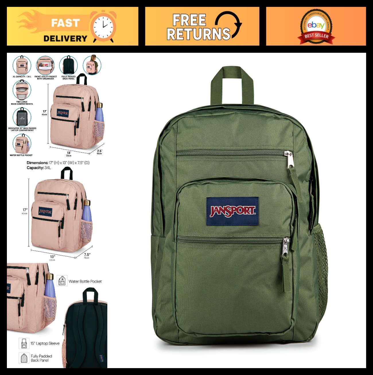 Laptop Backpack for 15" Laptop   Ergonomic, 2 Compartments, Haul Handle, Cargo G0