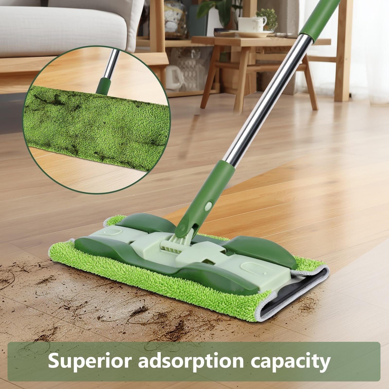 Professional Microfiber Floor Mops - 4 Washable Pads, 59" Stainless Steel Handle5