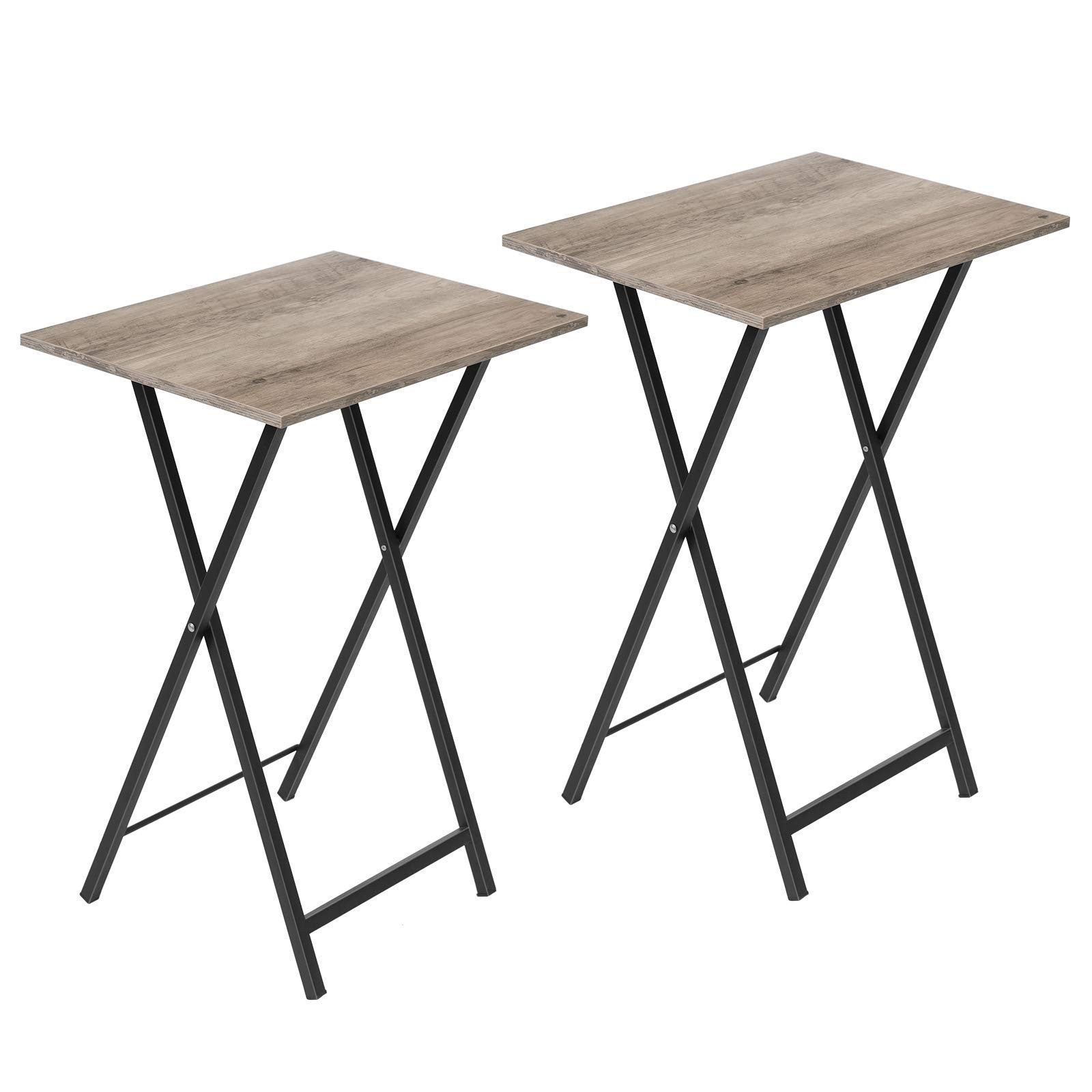 Folding TV Tray Tables Set of 2 - Industrial Snack Tables for Small Spaces, Easy1