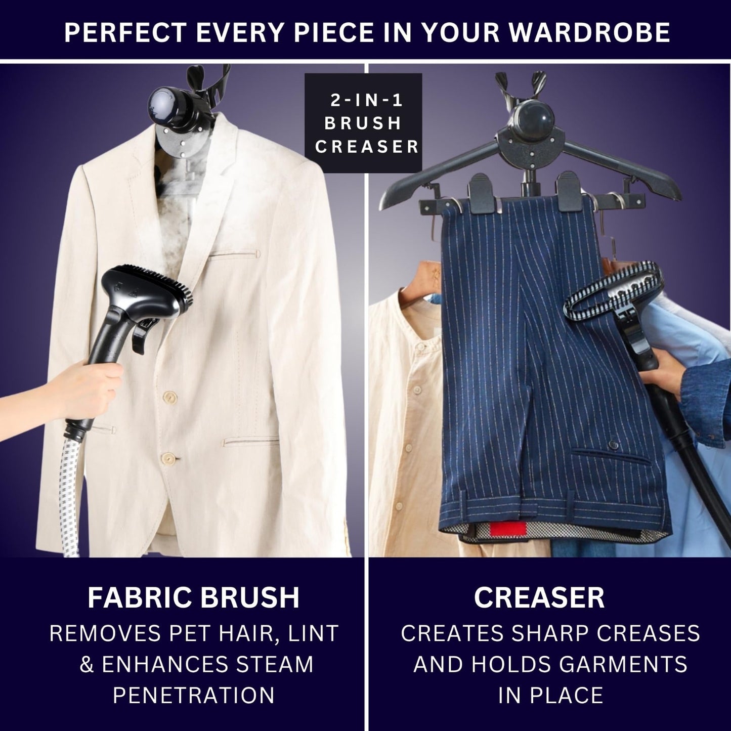Heavy Duty Commercial Garment Steamer, 1800W, 3L Water Tank, Foot Pedals, Navy3