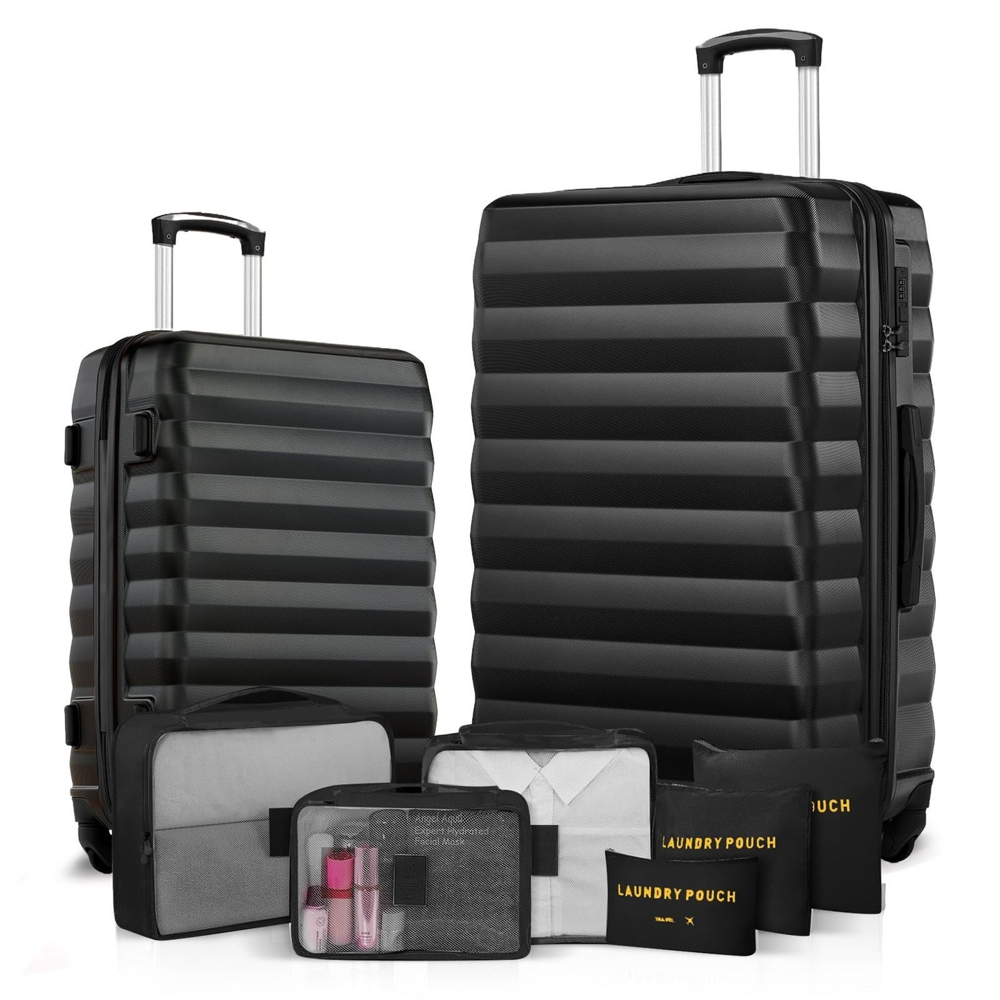2 Piece Luggage Set - 20" & 28" Hardshell Suitcases with Spinner Wheels & Travel1
