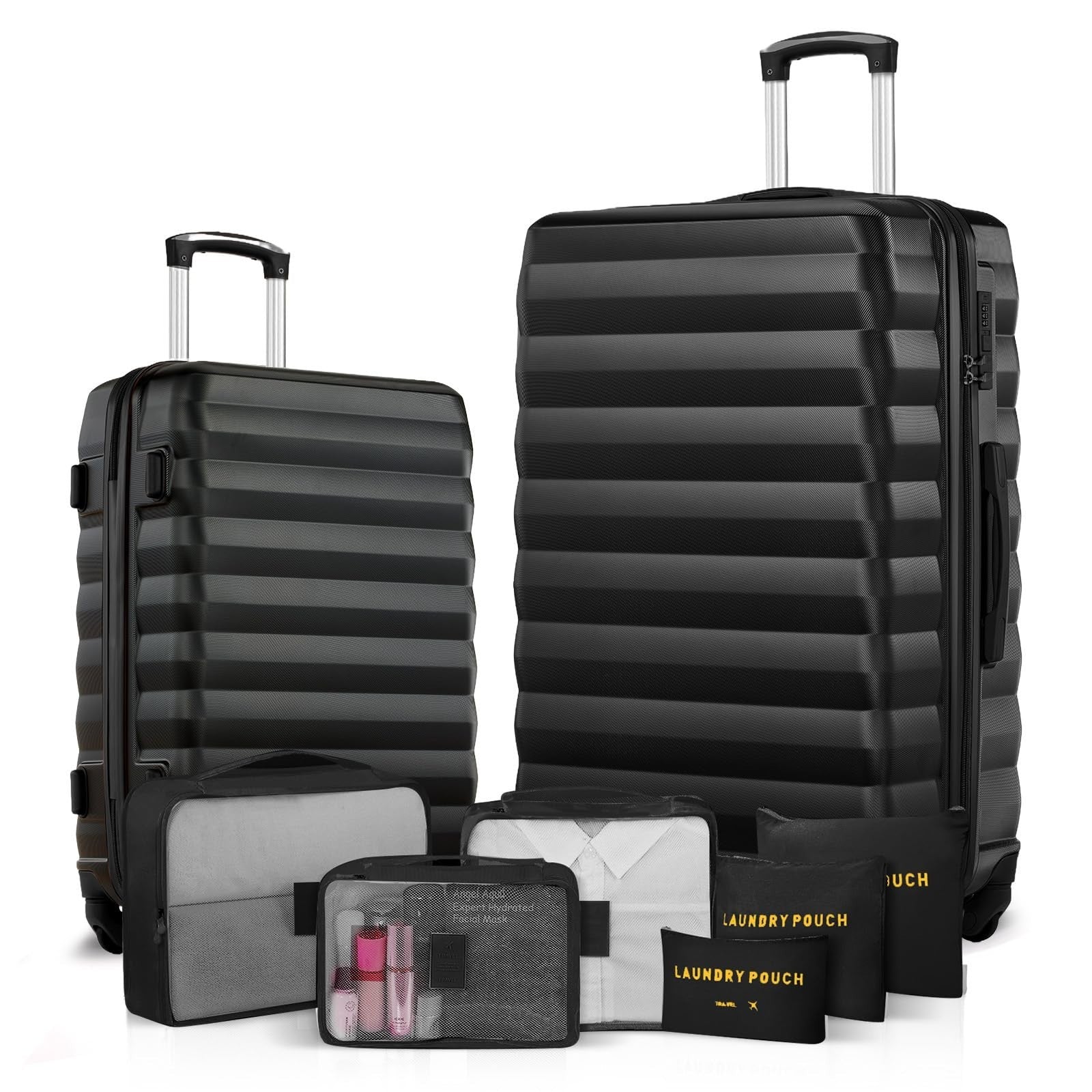 2 Piece Luggage Set - 20" & 28" Hardshell Suitcases with Spinner Wheels & Travel1