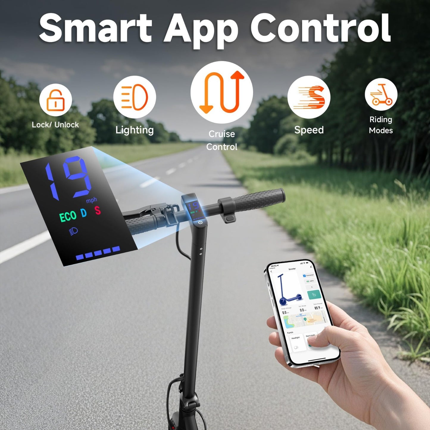 350W-500W Electric Scooter, 9-22 MPH, 10-41 Mile Range, Dual Suspension, Foldabl5