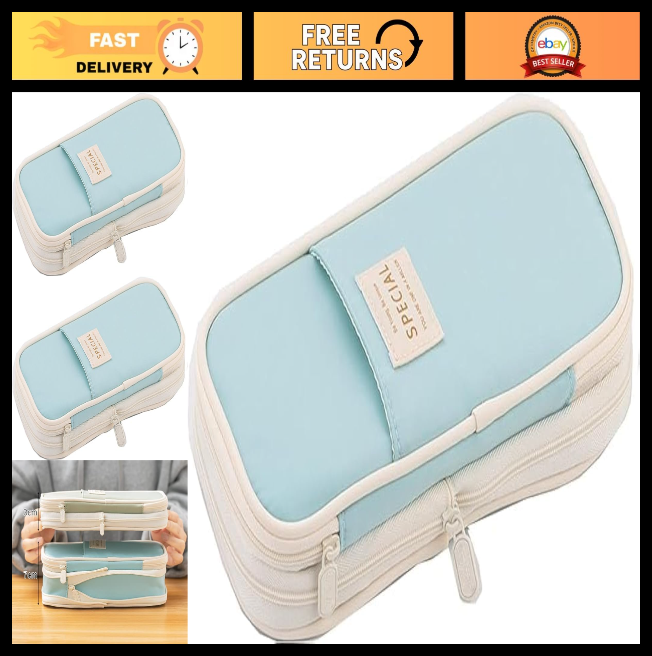 Large Capacity Pencil Case Organizer   Zippered Pen Bag for Office & Travel0
