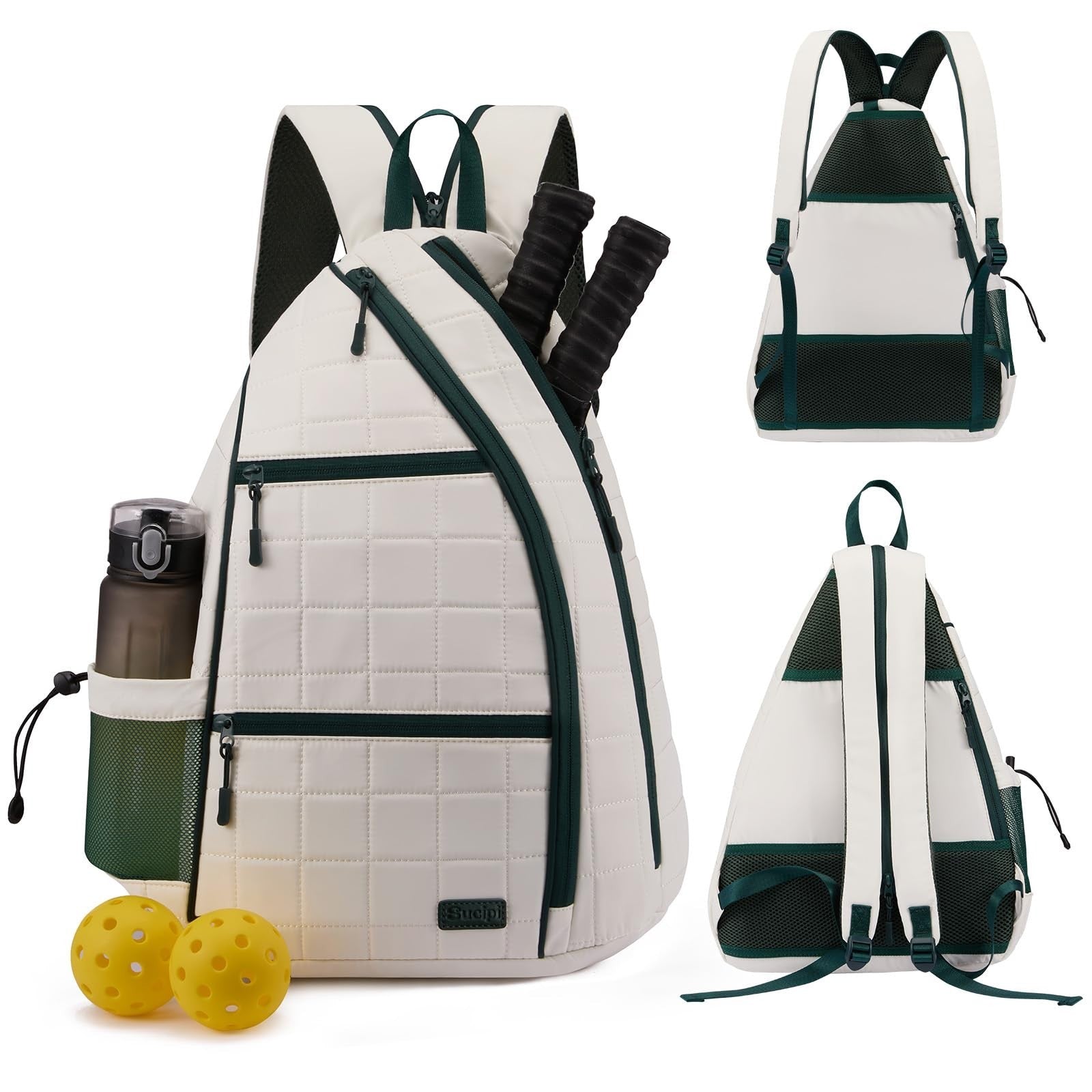 Quilted Crossbody Sling Backpack for Women - Tennis & Pickleball Paddle Bag1
