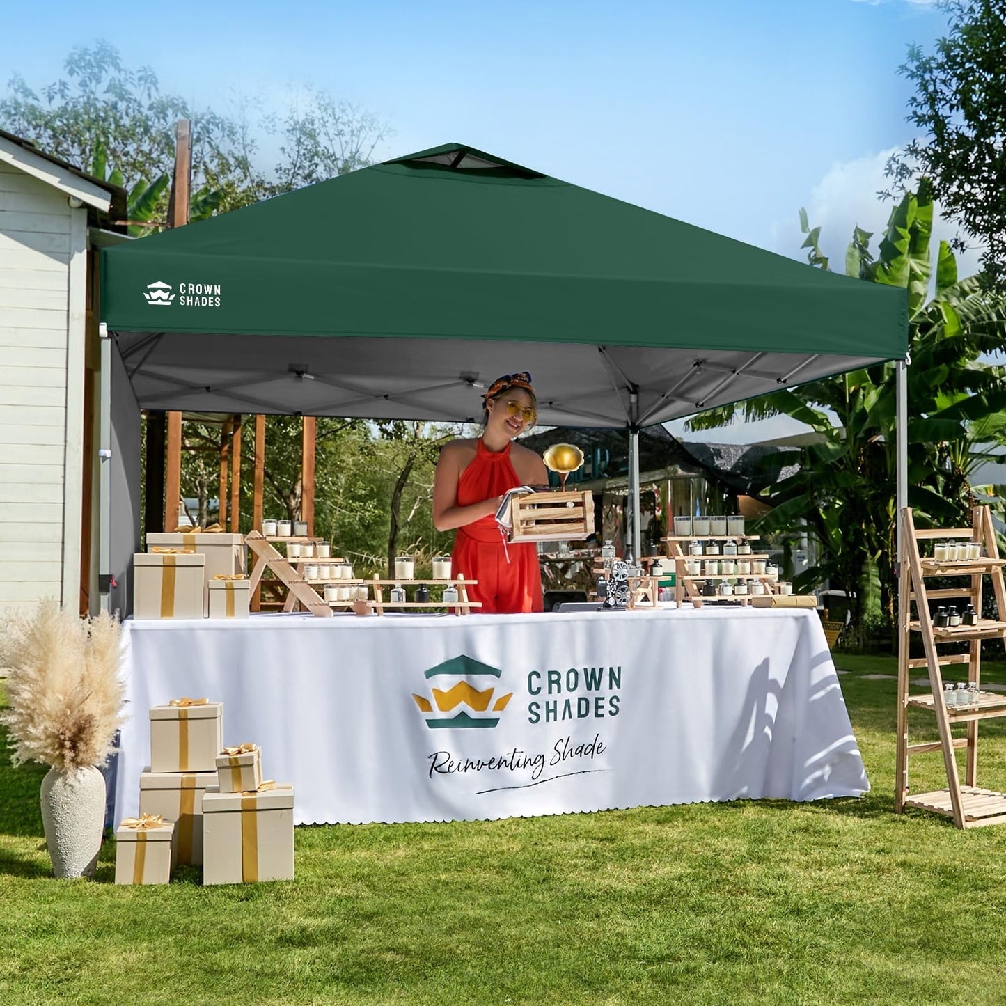 10x10 Pop Up Canopy Tent with Side Wall, Easy Setup Outdoor Gazebo, Sun Shade, C2