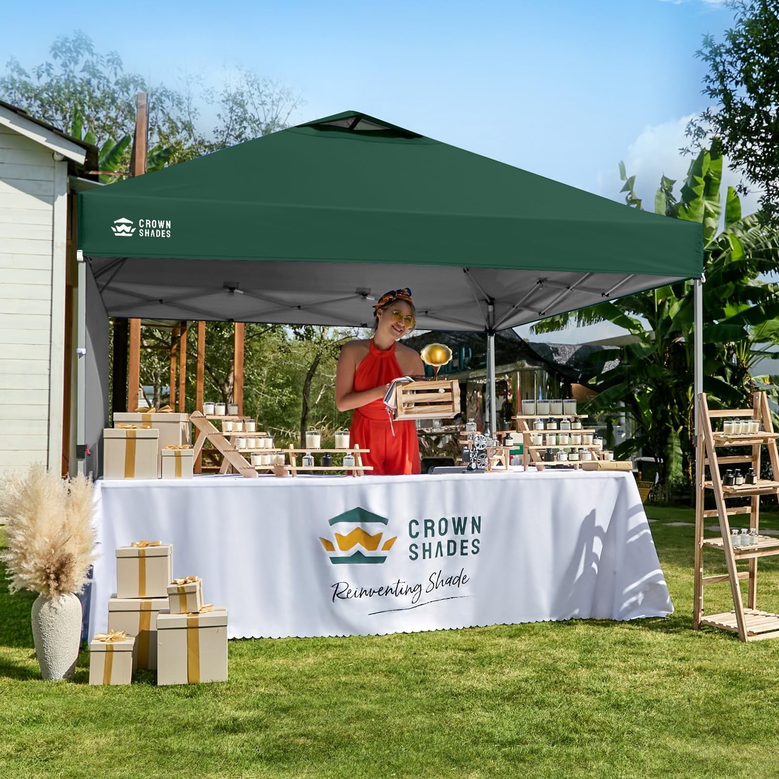 10x10 Pop Up Canopy Tent with Side Wall, Easy Setup Outdoor Gazebo, Sun Shade, C2