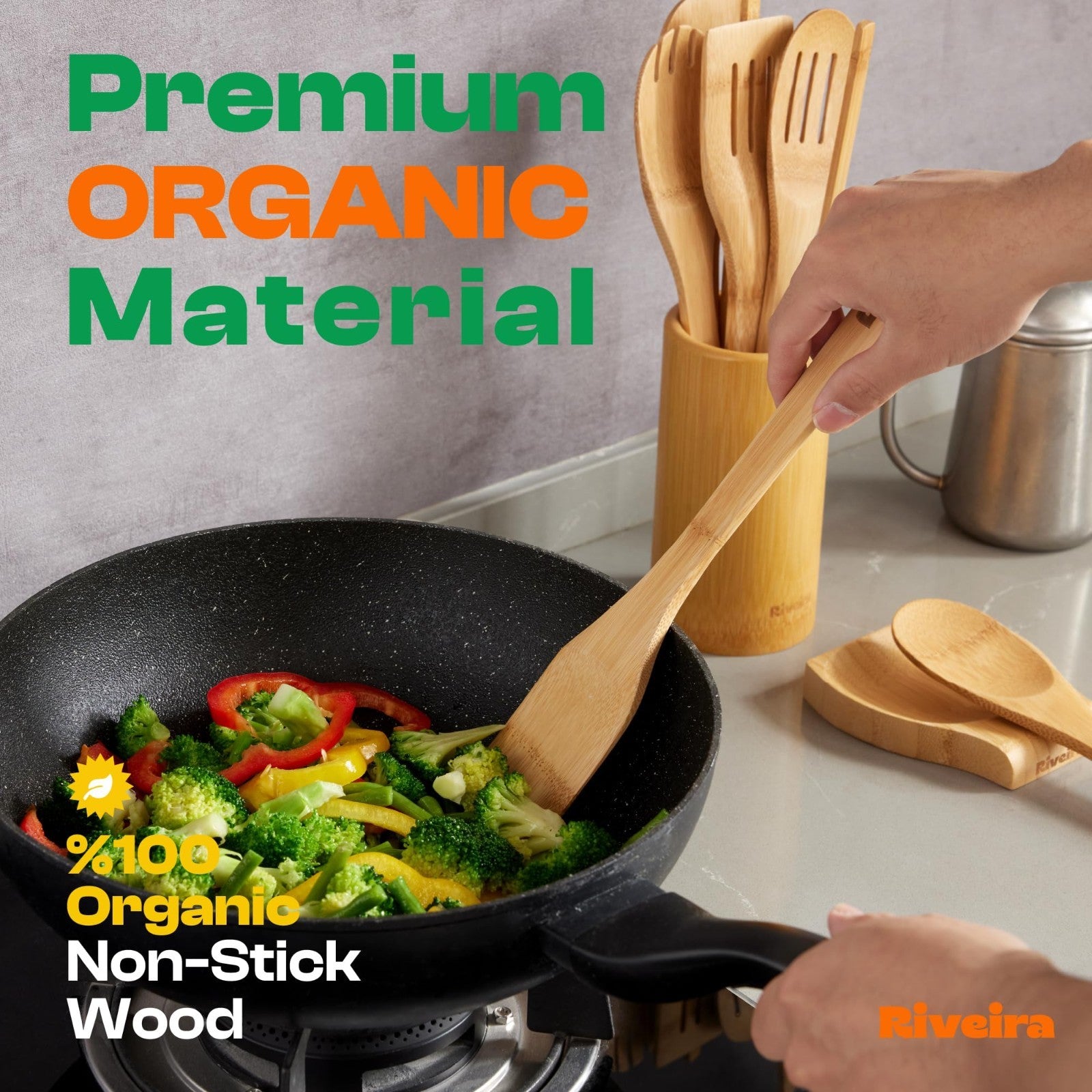 6 Piece Bamboo Cooking Utensils Set   Wooden Spoons & Spatulas for Kitchen Essen2