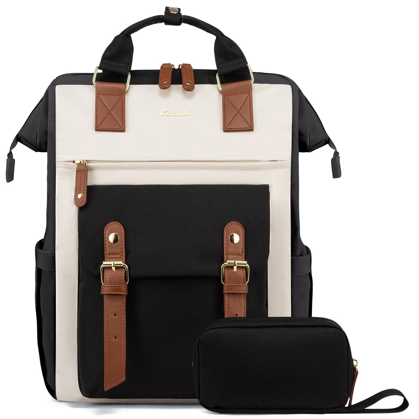 Stylish Laptop Backpack for Women   Work, Travel, College, 15.6"   Black/Brown/B1