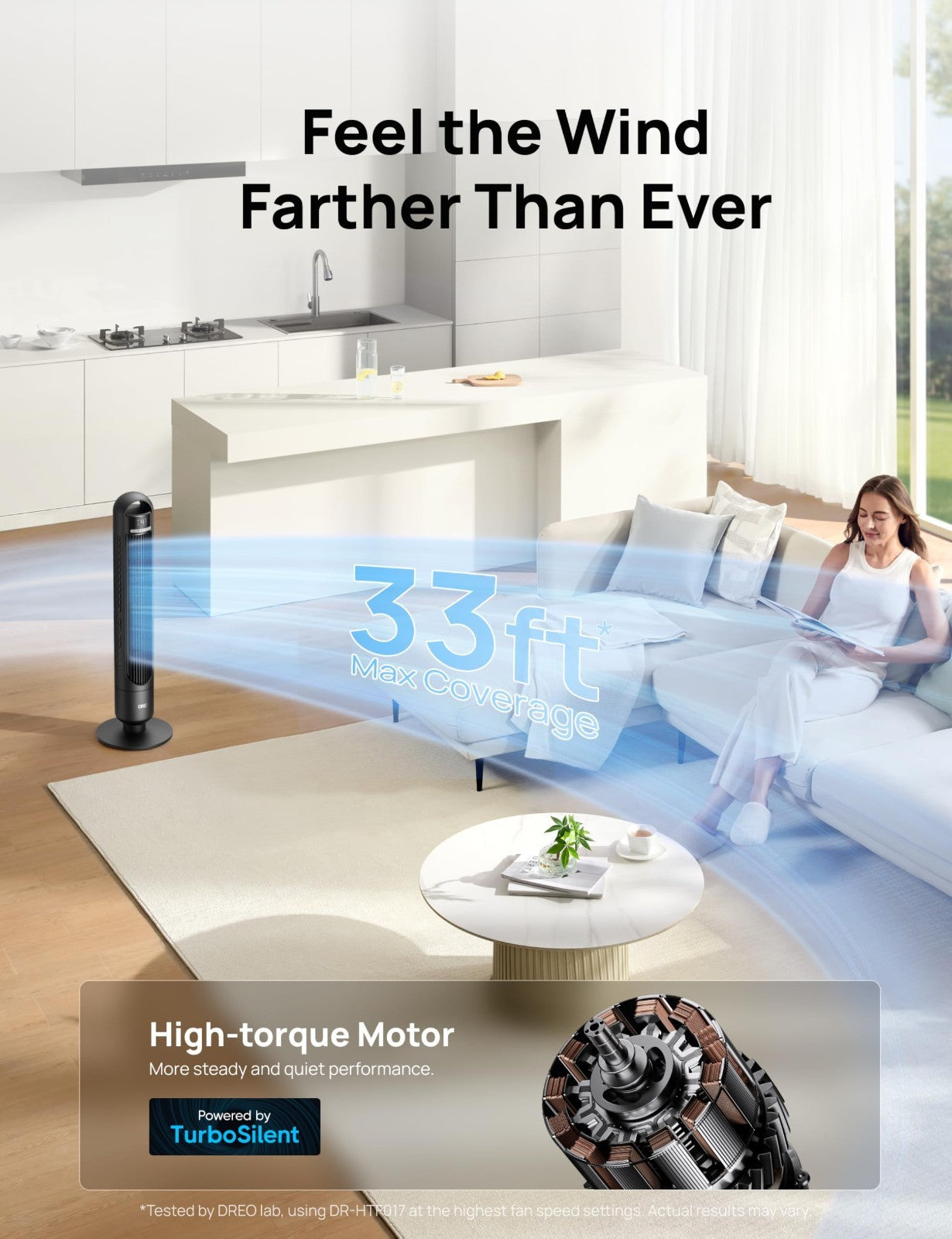Quiet Oscillating Tower Fan   26ft/s Speed, 4 Speeds, 3 Modes, 8H Timer, Remote3