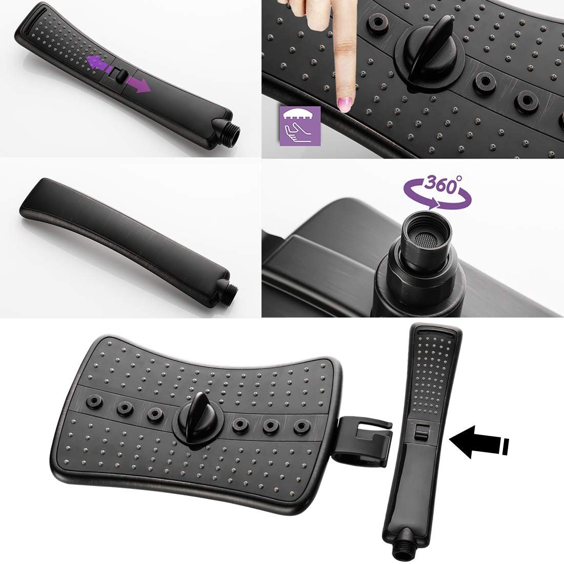 High Pressure Dual Shower Head Combo, Handheld & Rainfall Spray, Oil Rubbed Bron8