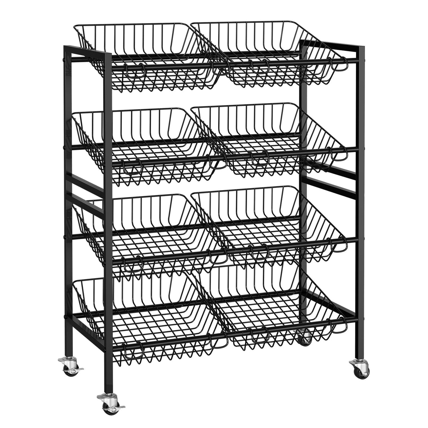 25.2" Kitchen Storage Cart   4 Tier Snack Cart with Wheels, Metal Fruit & Vegeta1