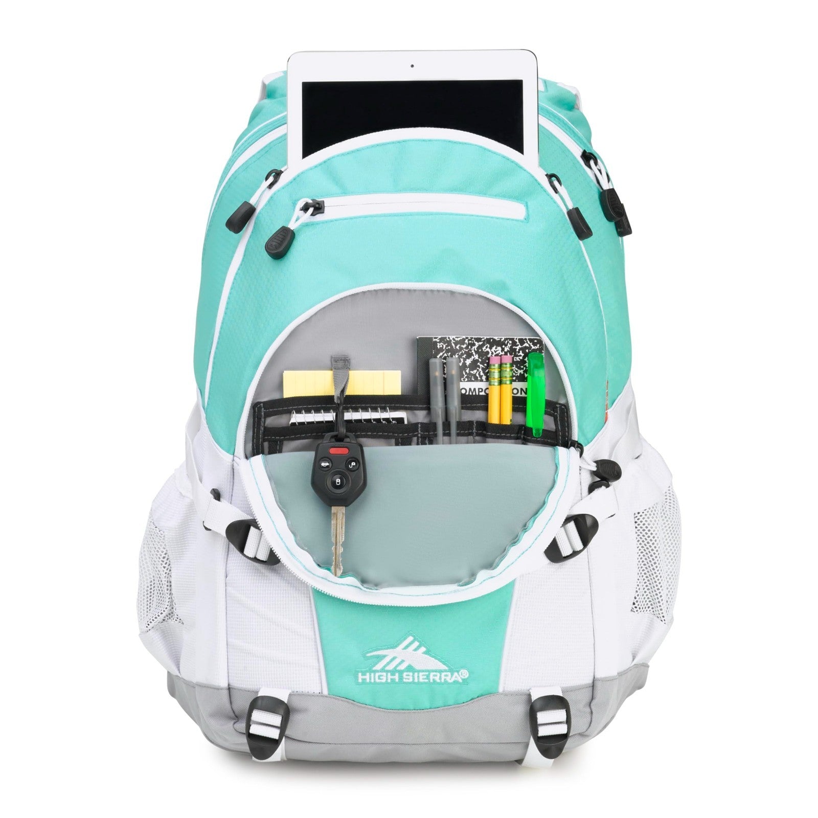 Versatile Travel & Work Backpack with Tablet Sleeve   Aquamarine/White/Ash5