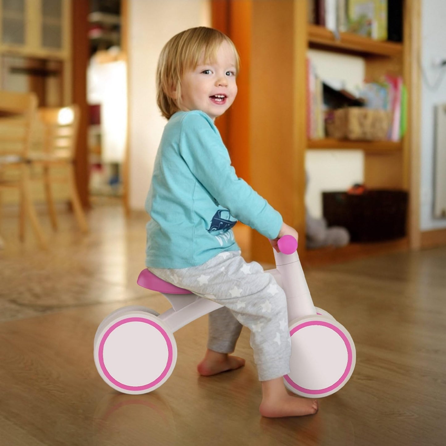 Toddler Balance Bike for 1 Year Old   4 Wheels, First Bike for Boys & Girls, Gif8
