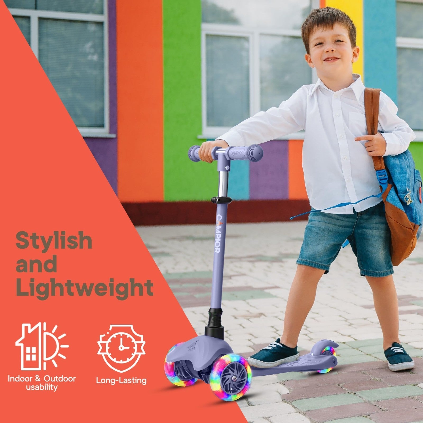 Mini 3-Wheel Kick Scooter for Kids - Lean-to-Steer, LED Wheels, Adjustable Handl9