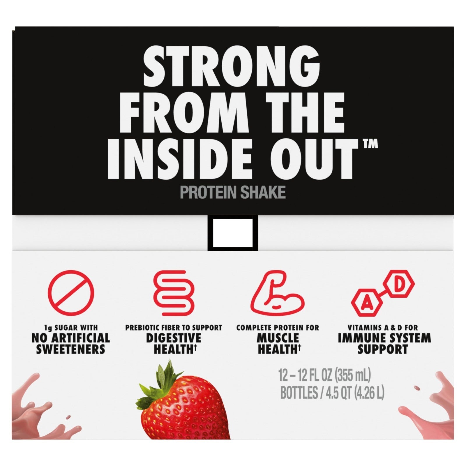 High Protein Strawberry Shake, Ready to Drink, 30g Protein, 5g Prebiotic Fiber,11