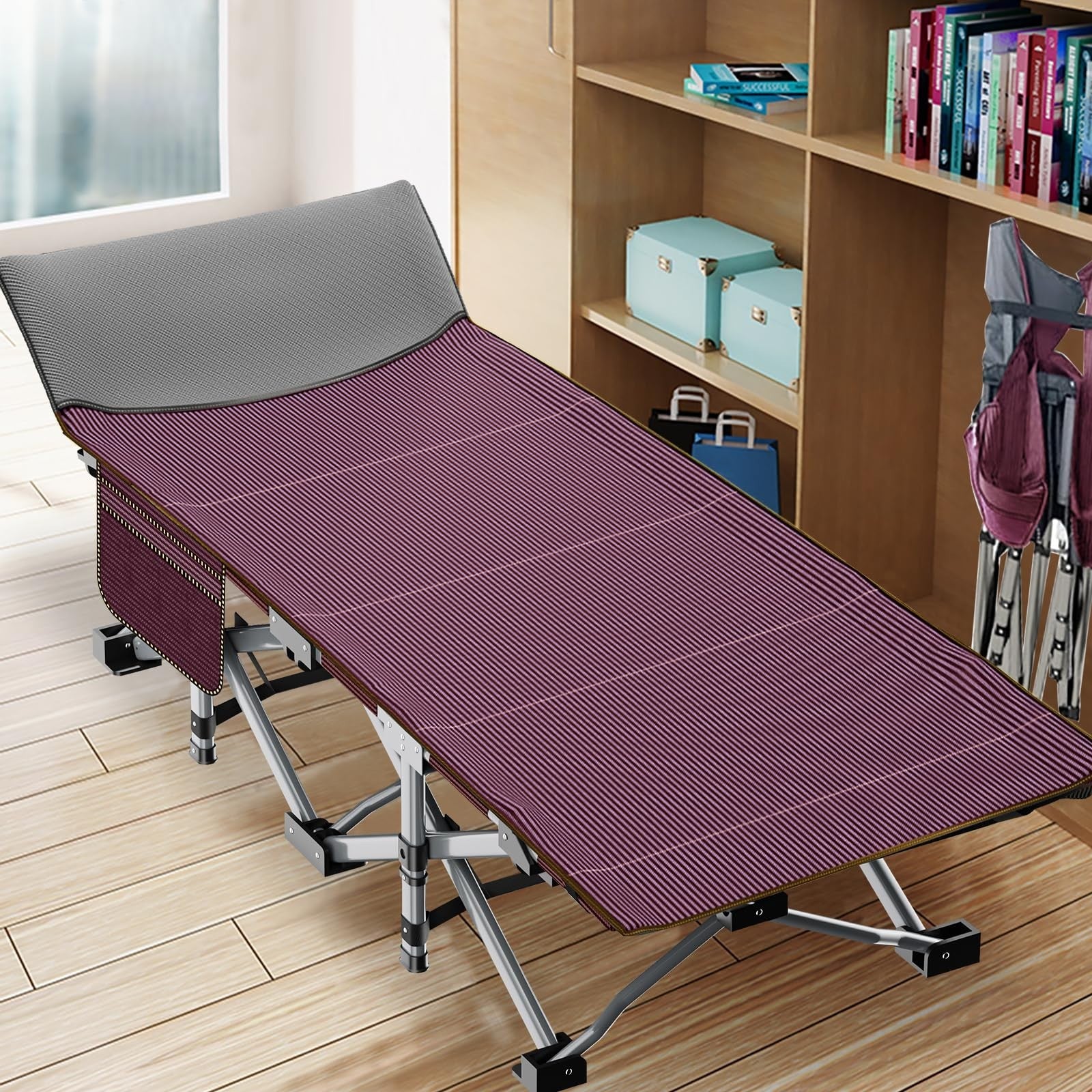 Folding Camping Cot for Adults   28" Wide Heavy Duty Bed with Mattress, 800 lbs2