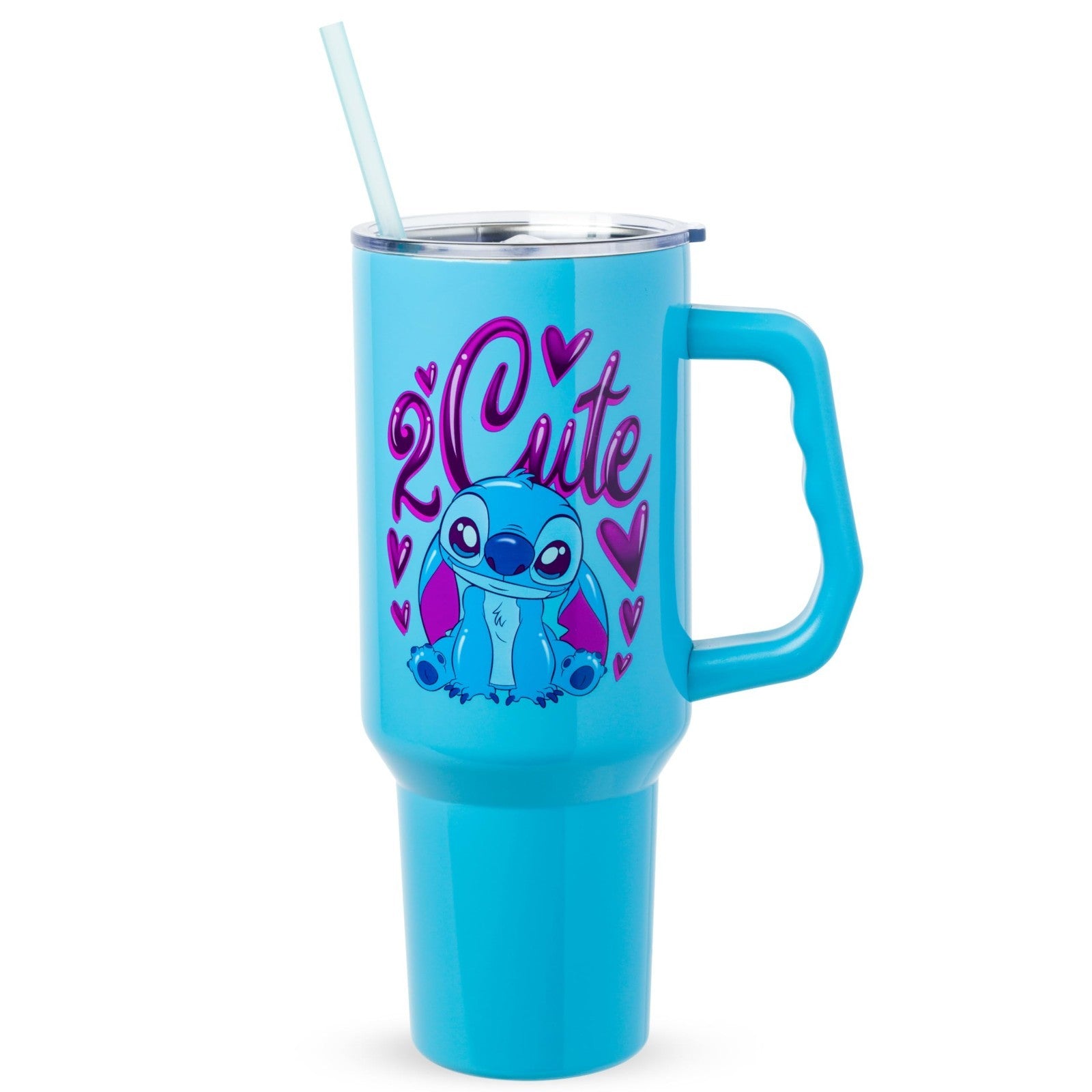 40oz Double Walled Stainless Steel Tumbler with Handle   Fits Standard Cup Holde1