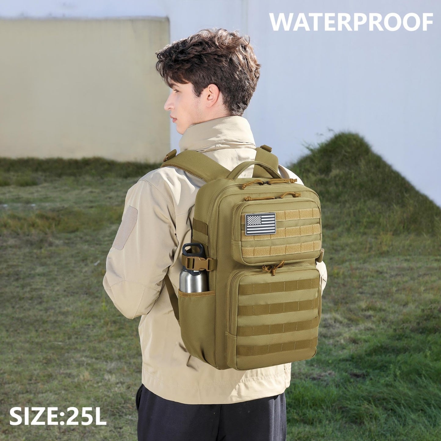 Waterproof Military Tactical Backpack   3 Day Assault Pack, Molle Daypack with W1