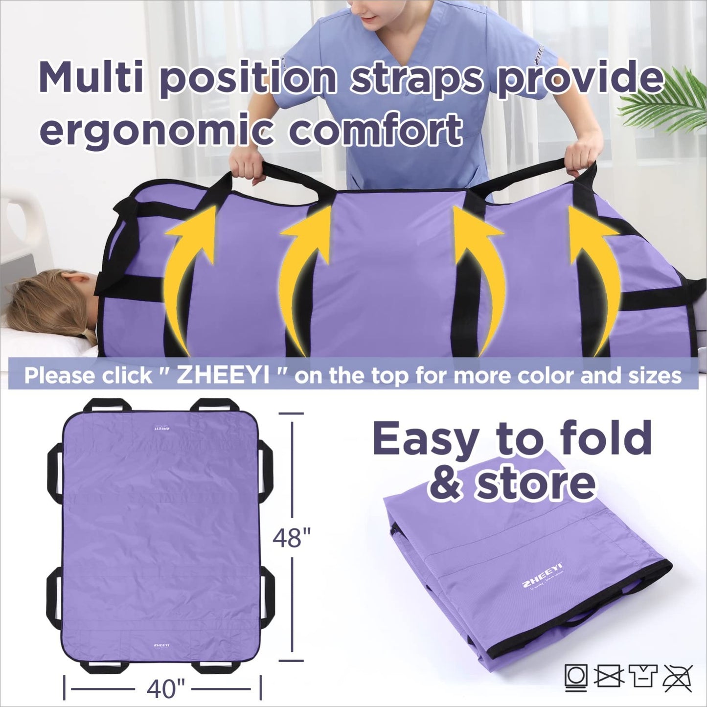 48x40 Bed Pad with Handles   Reusable Washable Patient Sheet for Lifting & Repos3