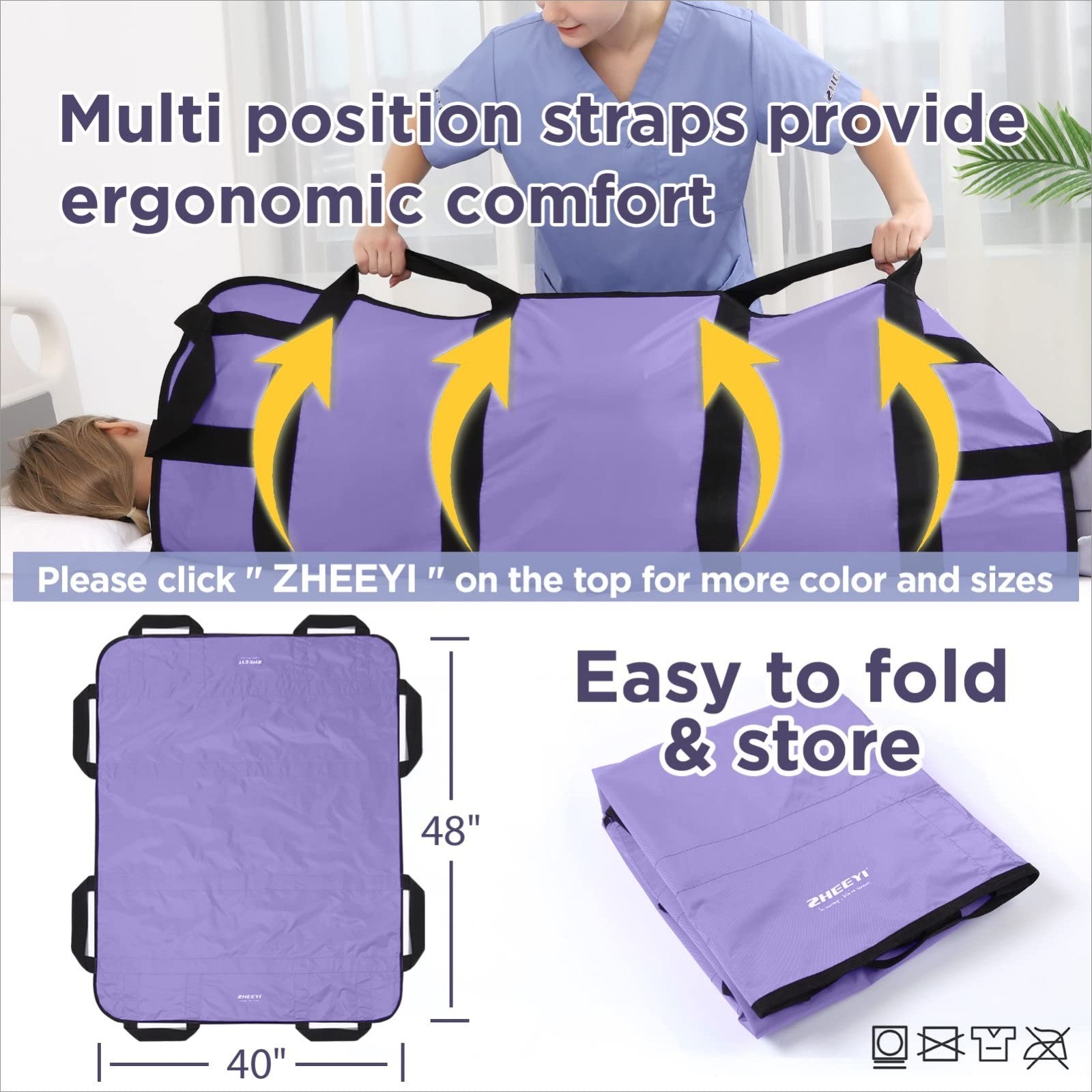 48x40 Bed Pad with Handles   Reusable Washable Patient Sheet for Lifting & Repos3