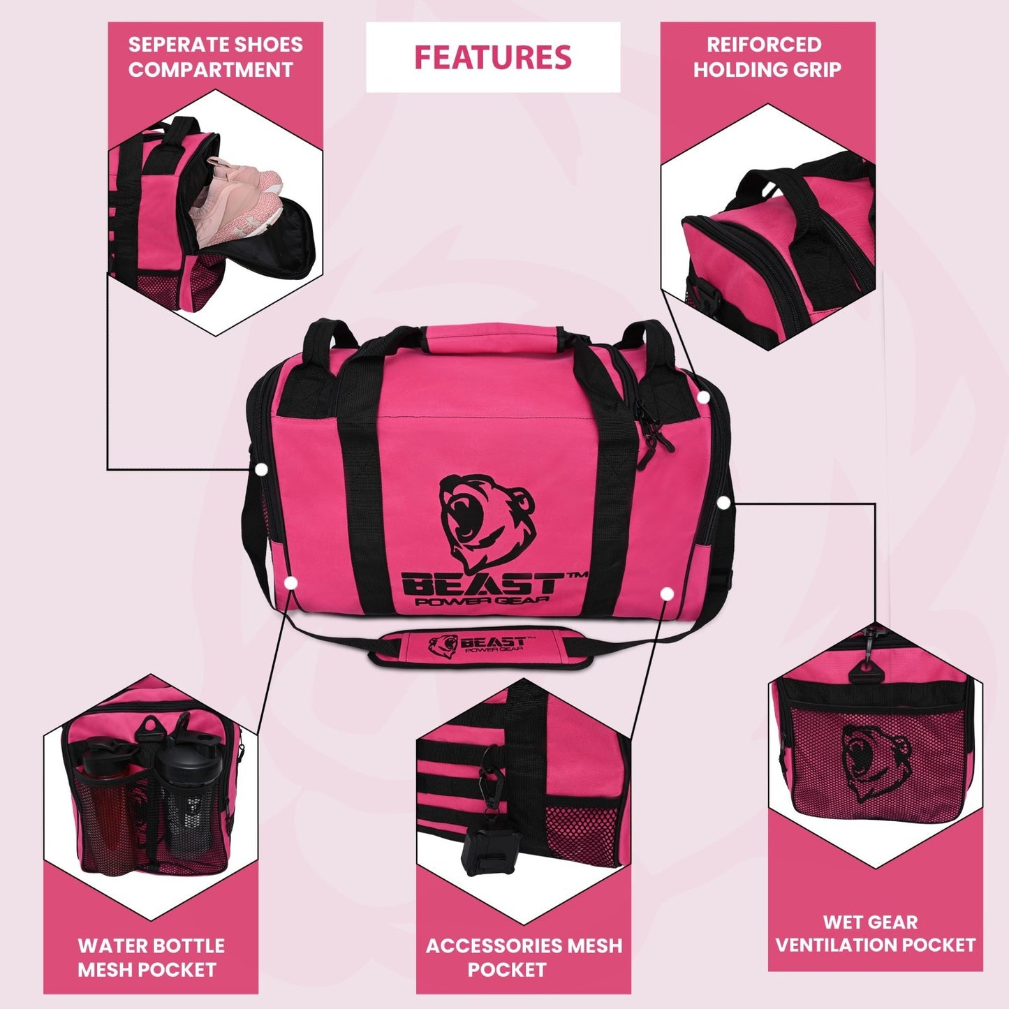 Versatile Gym Duffle Bag for Workout, Boxing, MMA - Shoes Compartment, Adjustabl1