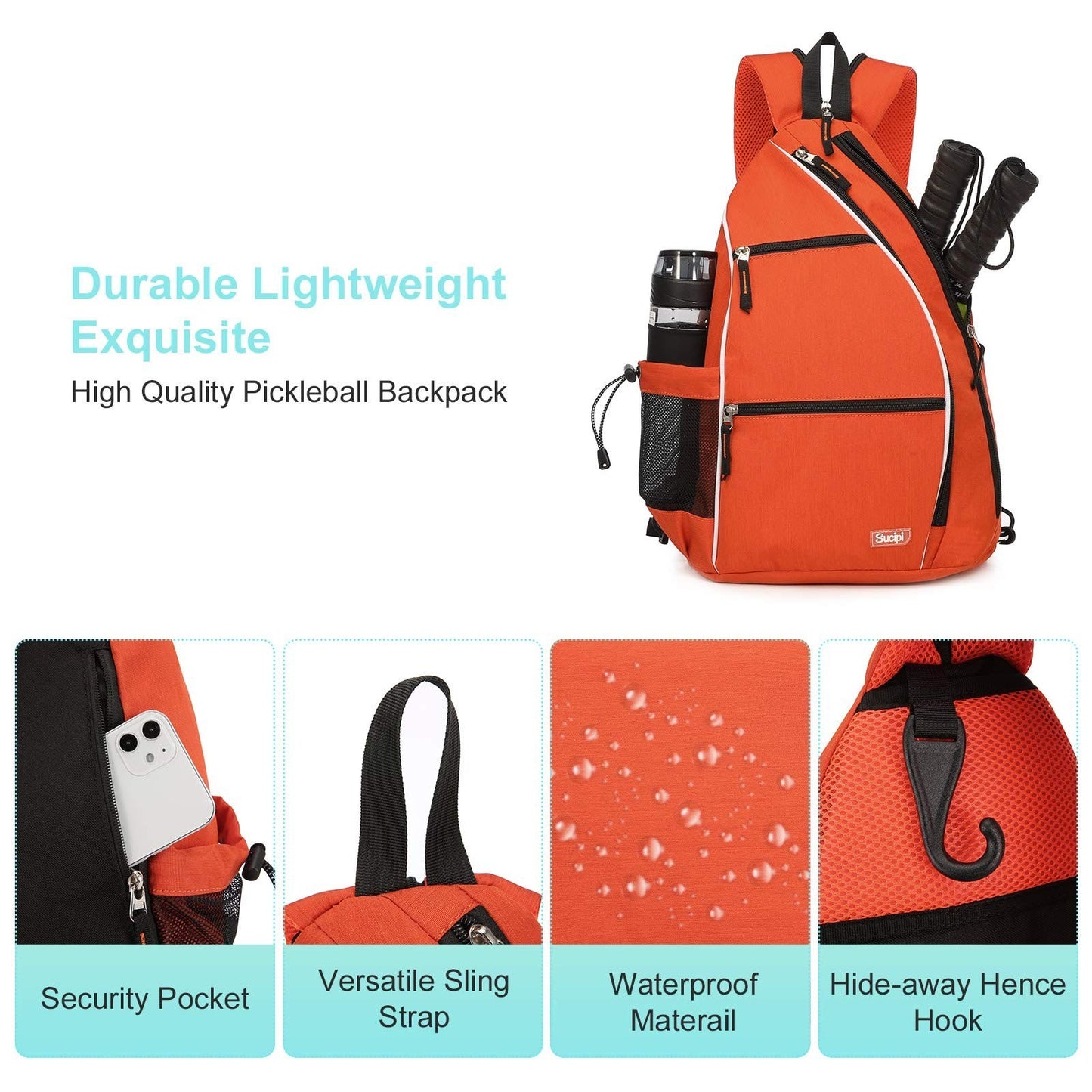 Optimized eBay Title: "Adjustable Pickleball Backpack with Fence Hook - Large Ca3