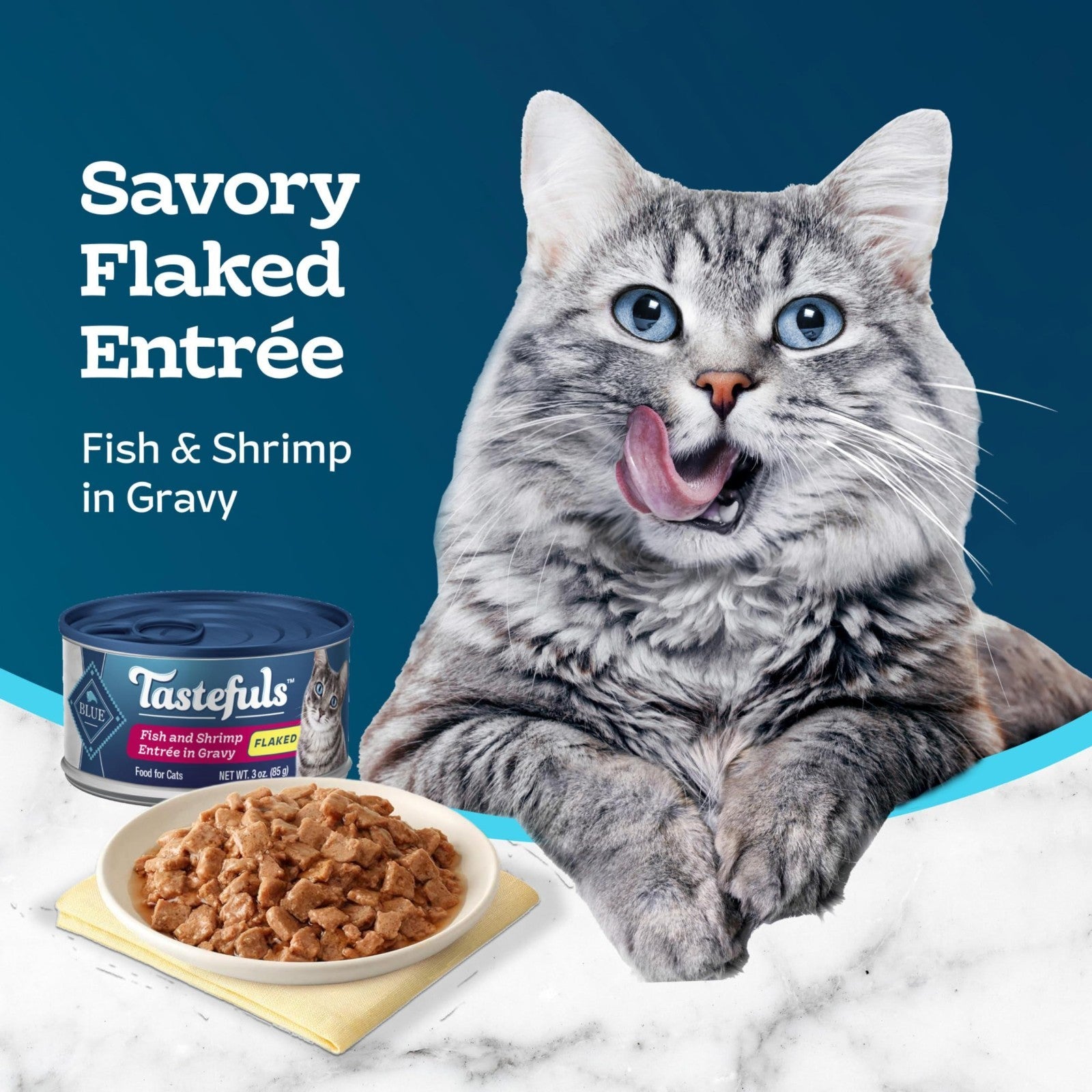 Flaked Wet Cat Food with Fish & Shrimp, 3 oz Cups, 24 Pack, Grain Free, High Pro3