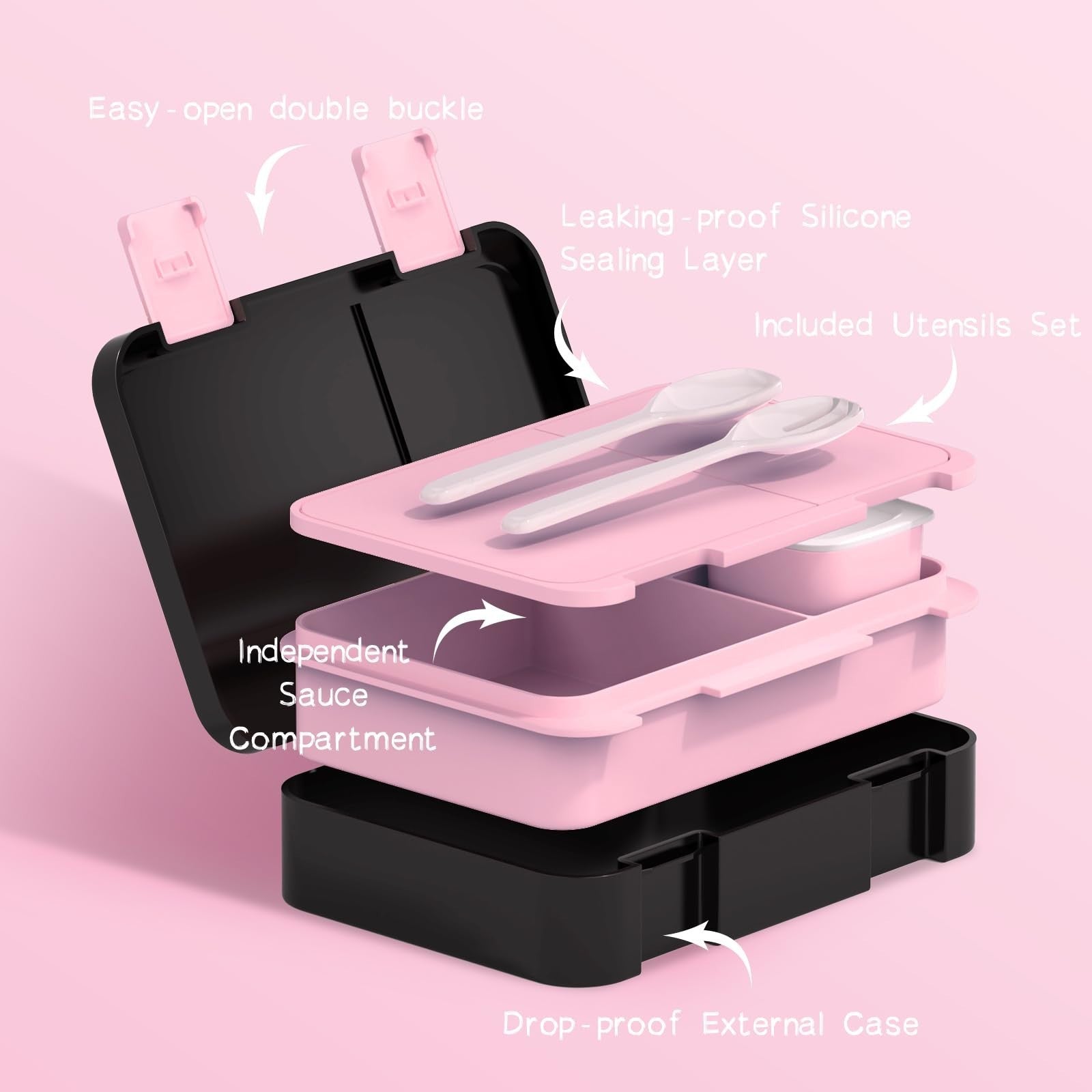 Girls School Backpacks Set   6PCS with Bento Box, Lunch Bag & Pencil Pouch, Blac2