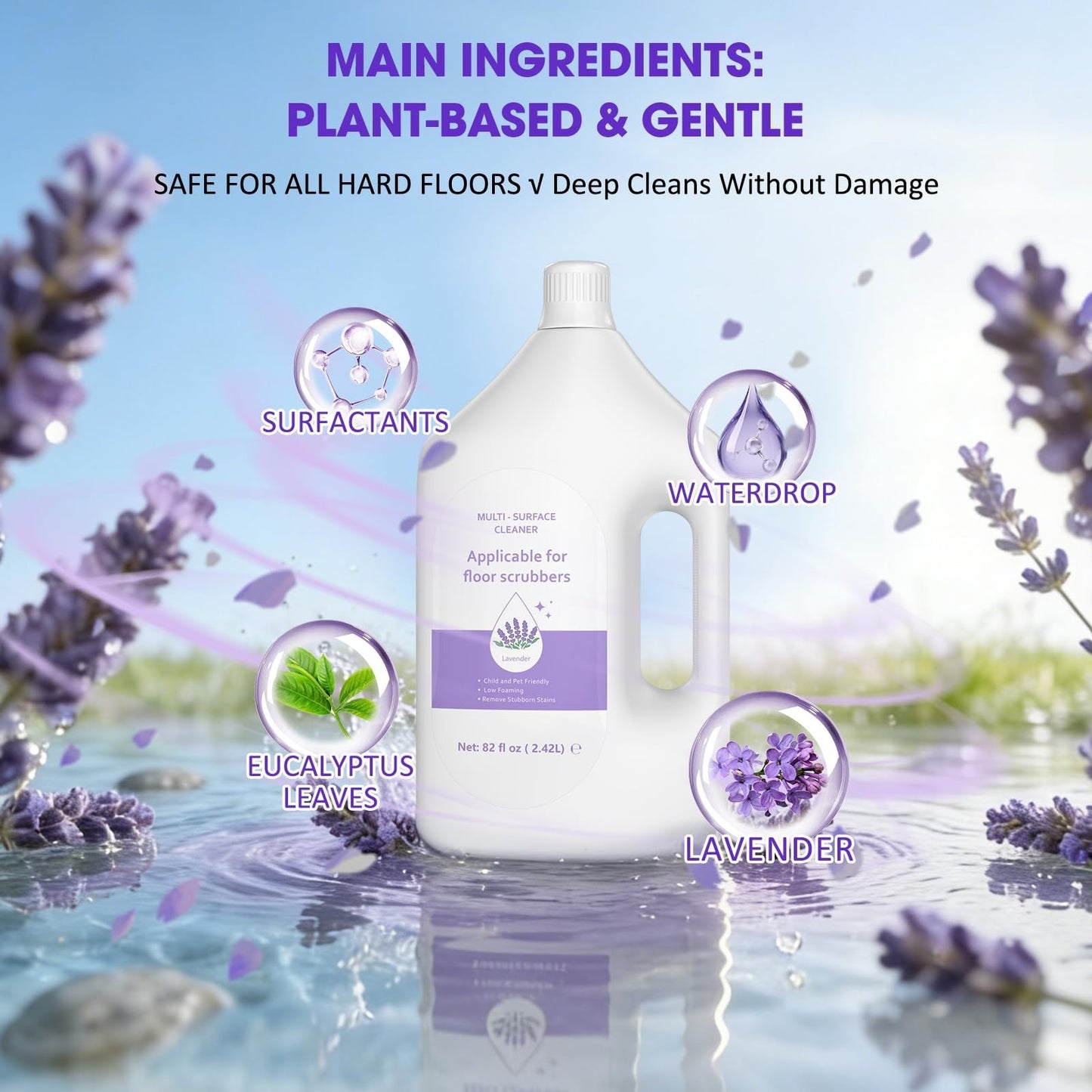 Lavender Scented Floor Cleaner 82 FL OZ - Deep Clean for Hard Floors, Compatible2