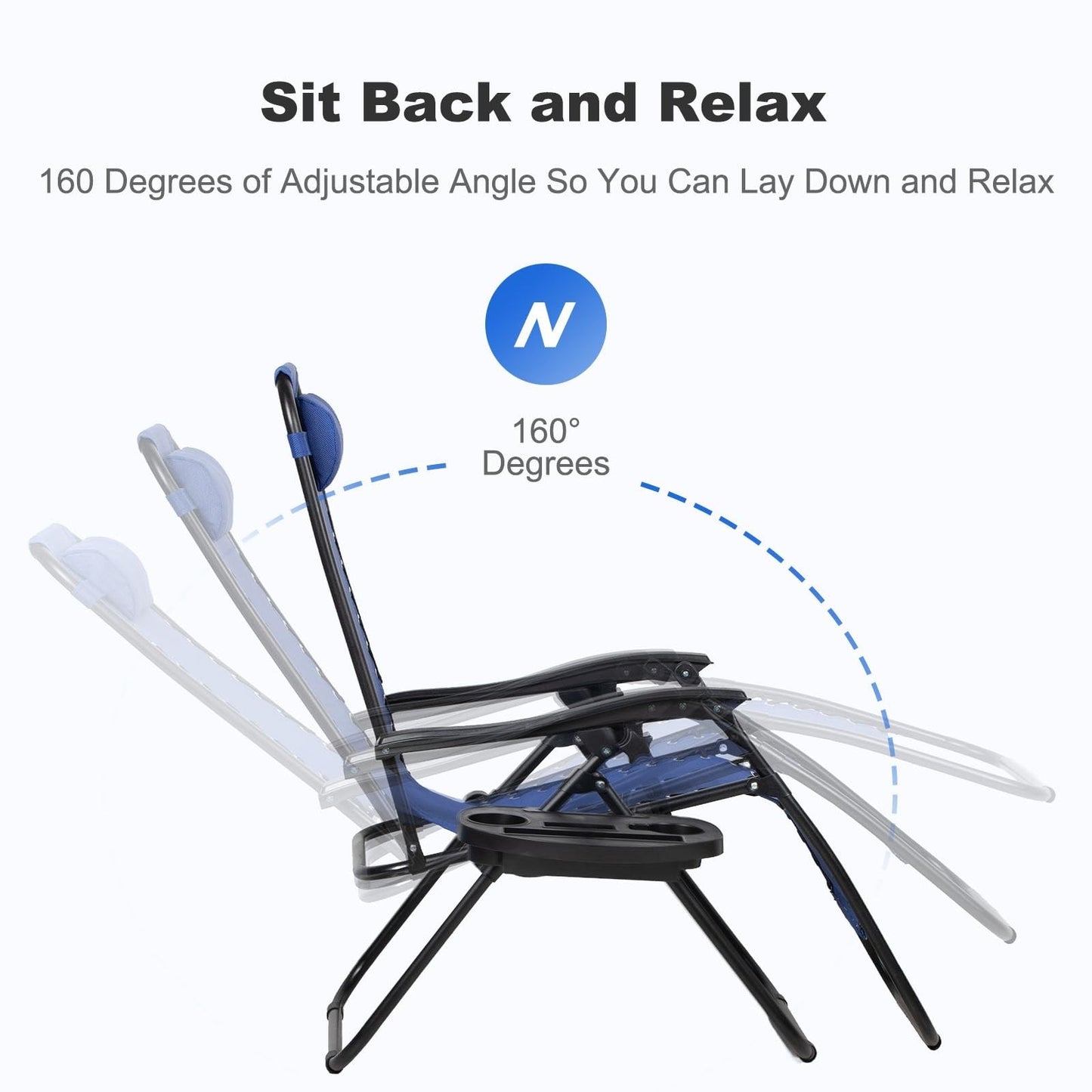 Set of 2 Adjustable Zero Gravity Lounge Chairs   Relaxing Patio Recliners with P4