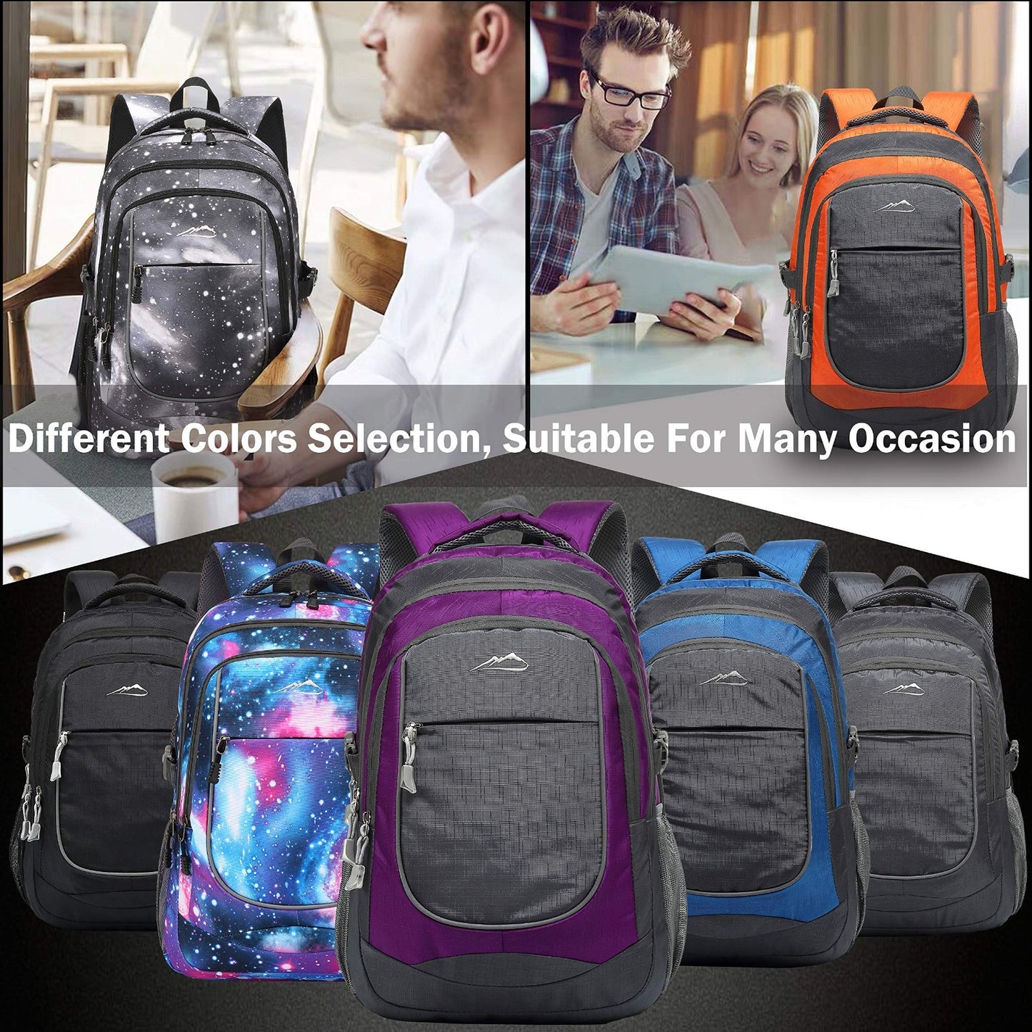 Sturdy Multi Compartment Backpack for College, Travel, Business & Hiking   Fits6