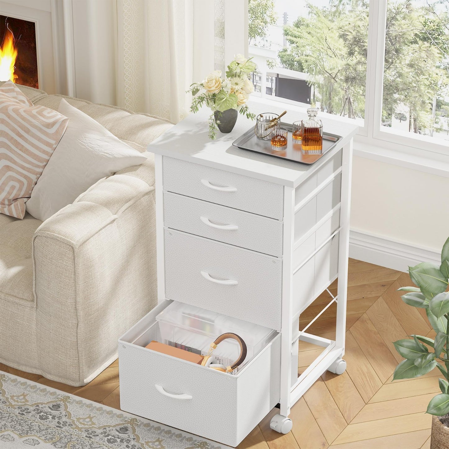 4 Drawer Rolling File Cabinet for A4 Letter Size   Home Office Storage, Printer6
