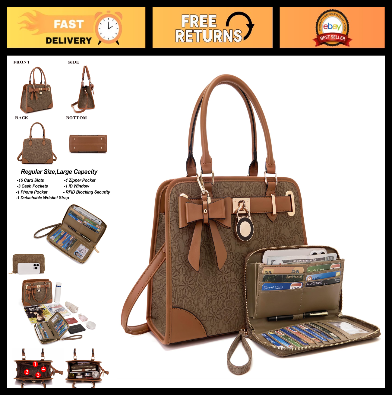 Versatile Women's Handbag - Stylish Tote, Satchel, Wallet & Shoulder Bag0