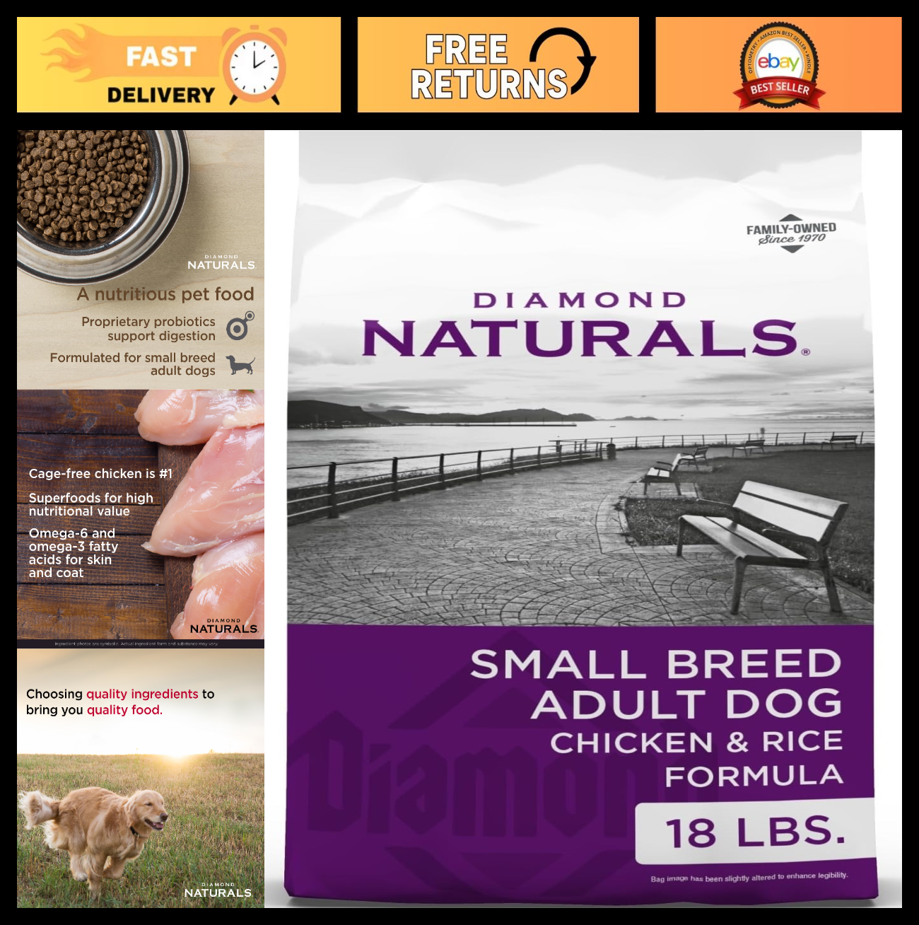 Premium Small Breed Adult Dry Dog Food, Chicken & Rice, 18lb   Natural Nutrition0