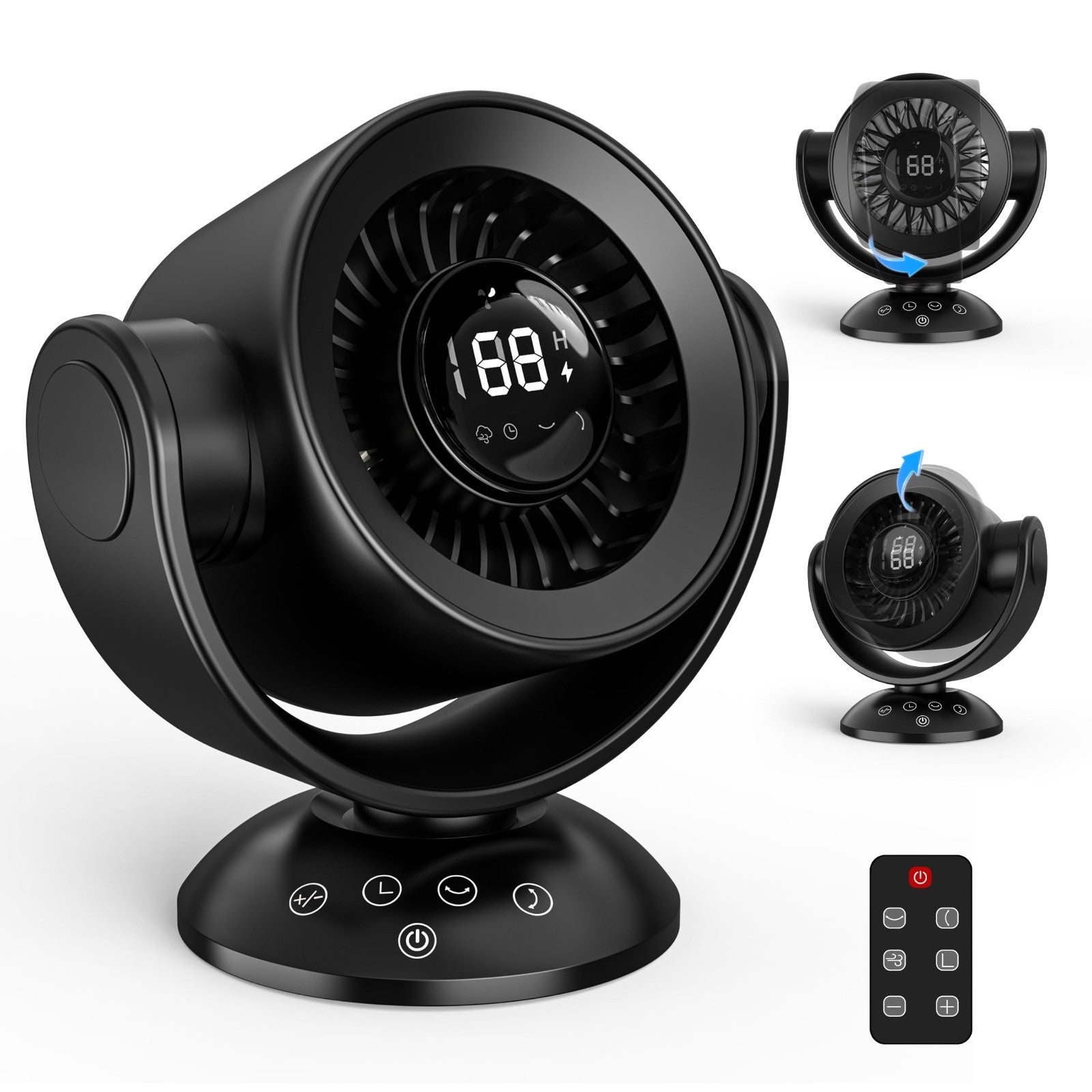Quiet Air Circulator Fan with Remote, 90° Vertical & 120° Oscillating, 100 Speed1