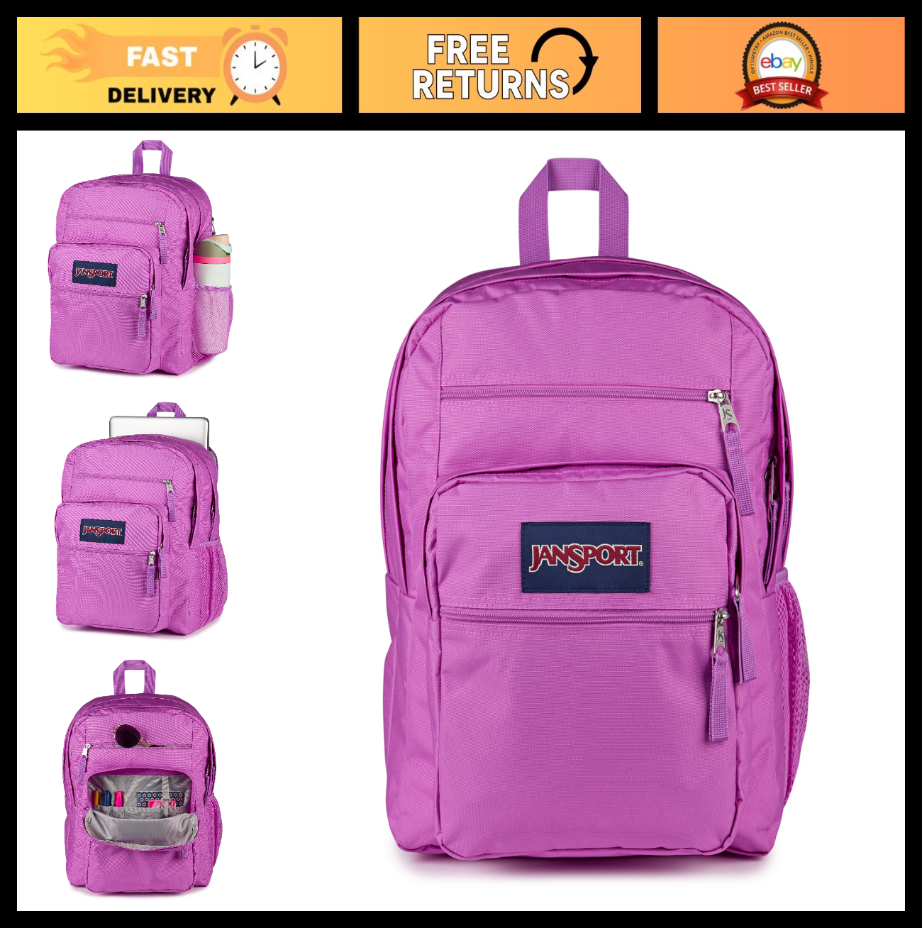 Laptop Backpack for 15" Computer   Ergonomic Straps, 2 Compartments, Haul Handle0