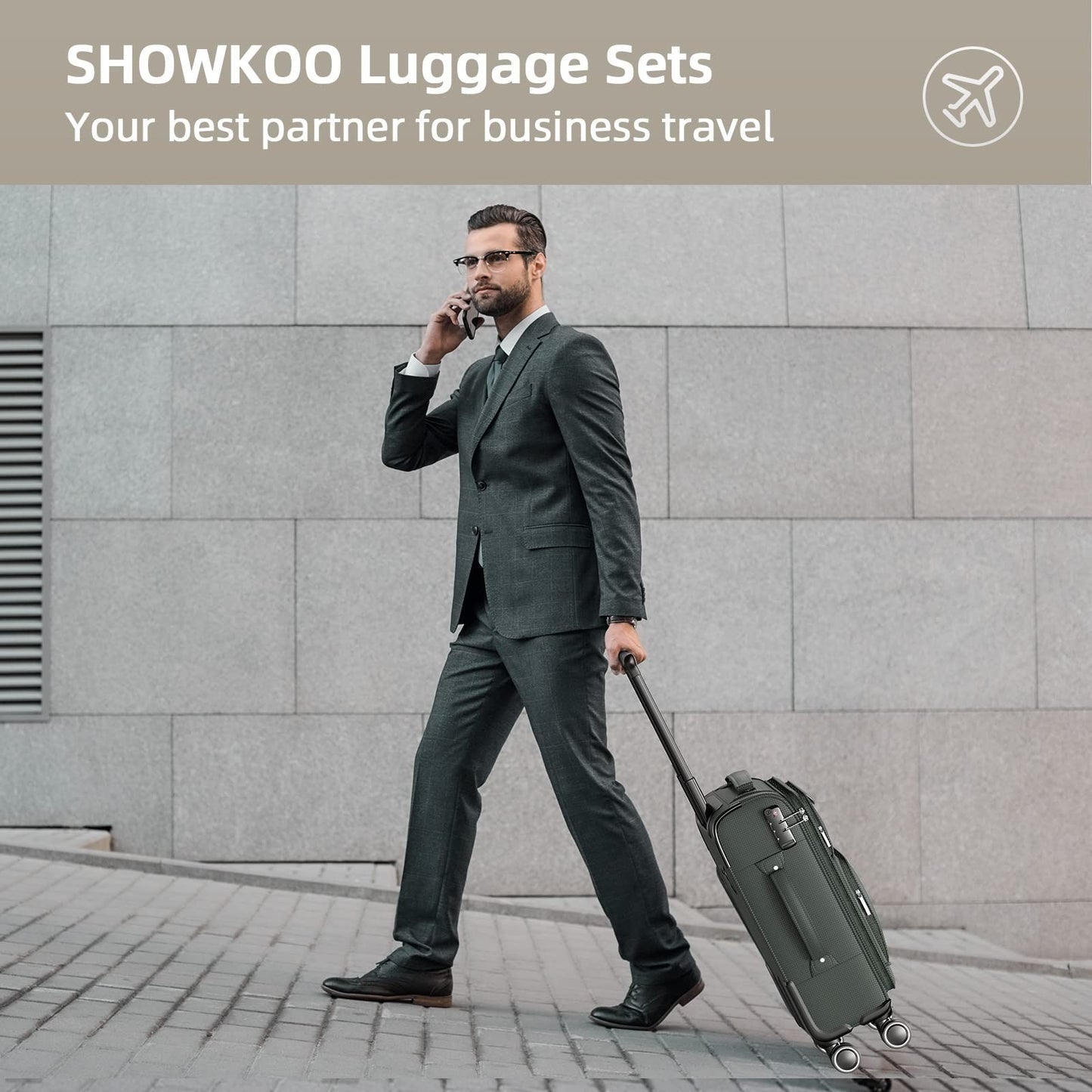 3 Piece Softside Luggage Set - Expandable, Lightweight, 360° Spinner Wheels, TSA2