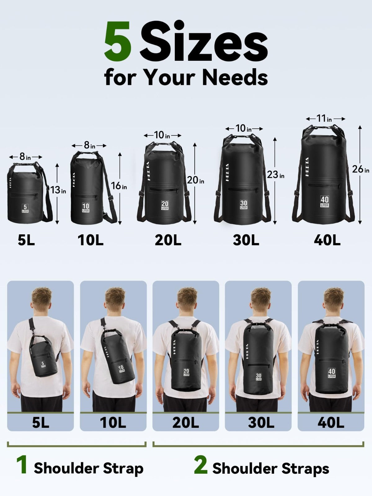 Waterproof Dry Bag with Zipper Pocket - Lightweight Roll Top for Travel, Kayakin2