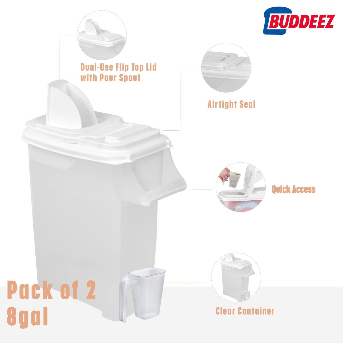 Pet Food Storage Containers   8 Gallon Dog, Cat & Bird Seed Dispensers w/Handle,5