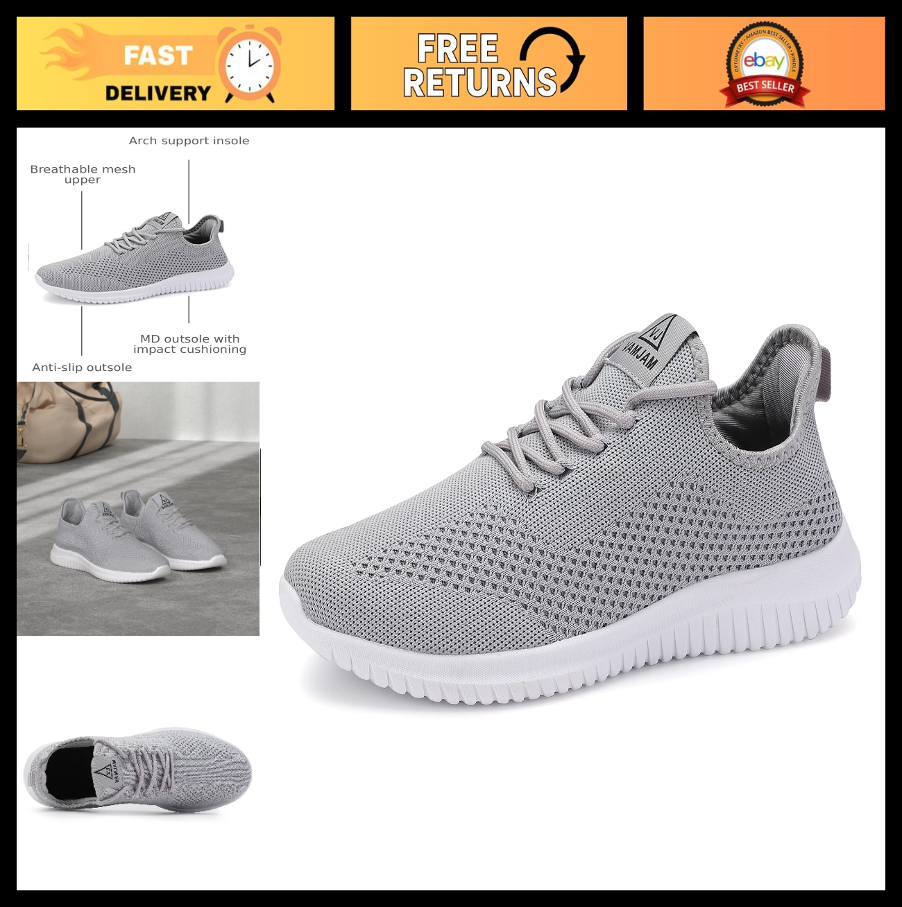 Lightweight Breathable Men's Running Shoes - Non-Slip Athletic Sneakers for Spor0