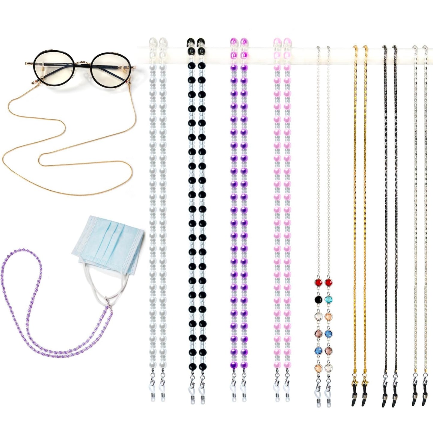 Beaded Eyeglass Chain - 8 Pcs Stylish Glasses Strap Holders for Women, Neck Wear1