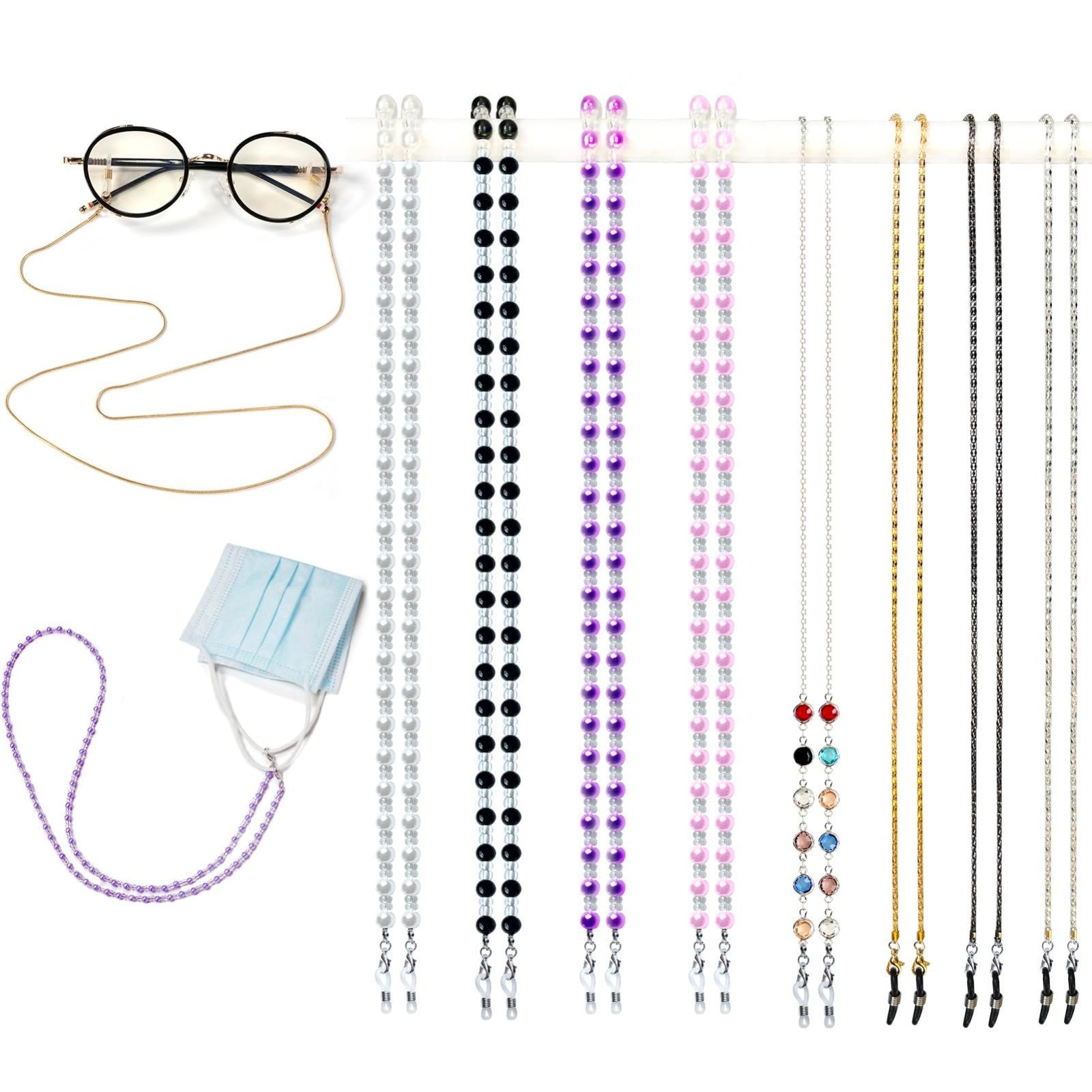 Beaded Eyeglass Chain - 8 Pcs Stylish Glasses Strap Holders for Women, Neck Wear1